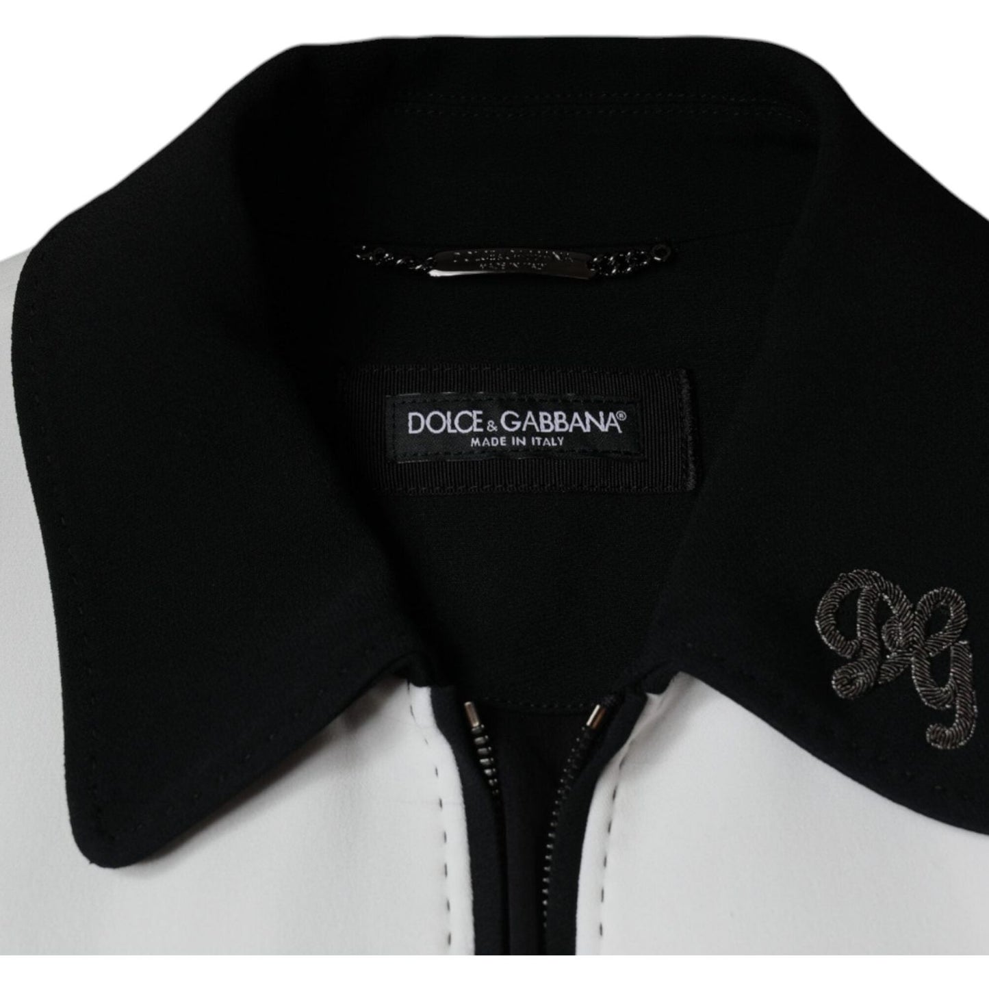 Dolce & Gabbana Black White DG Crown Full Zip Blouson Jacket Dolce & Gabbana Light Gray