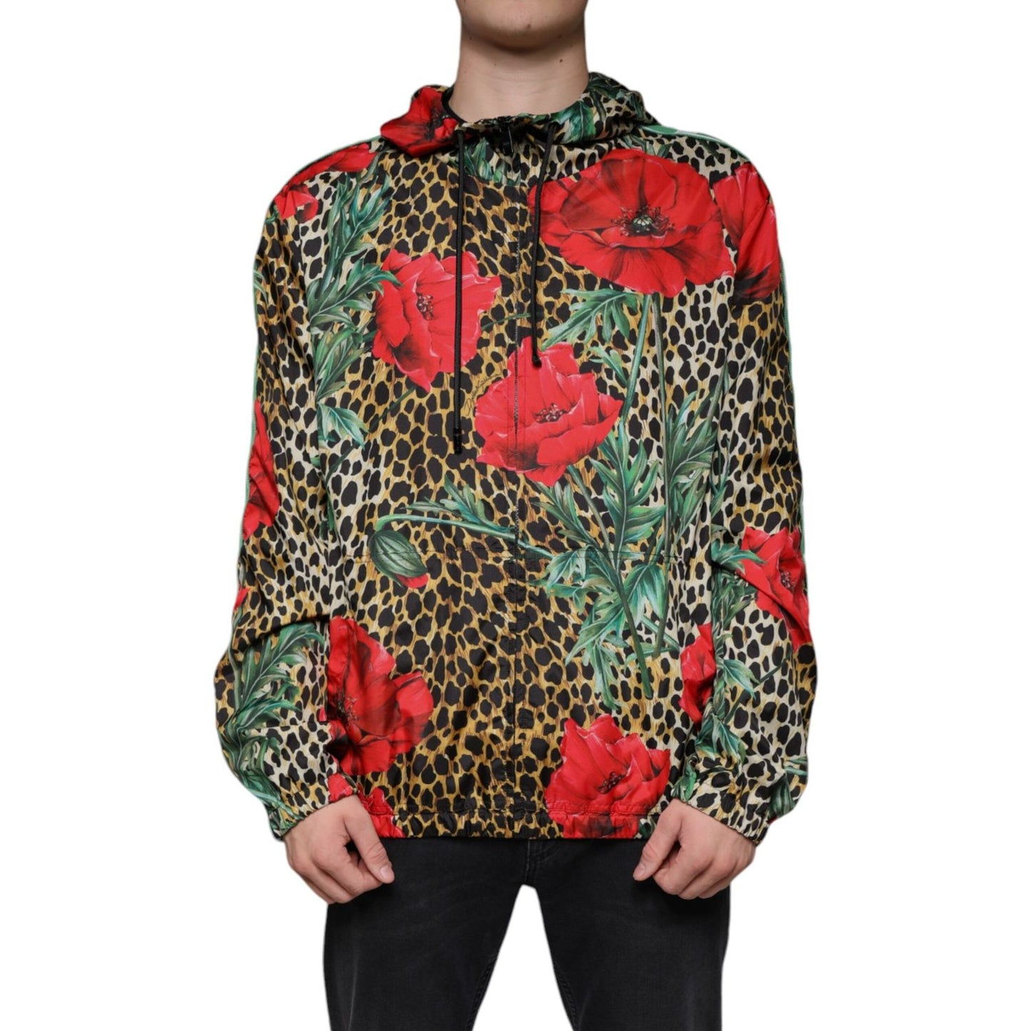 Dolce & Gabbana Multicolor Leopard Floral Hooded Jacket Dolce & Gabbana Dark Slate Gray