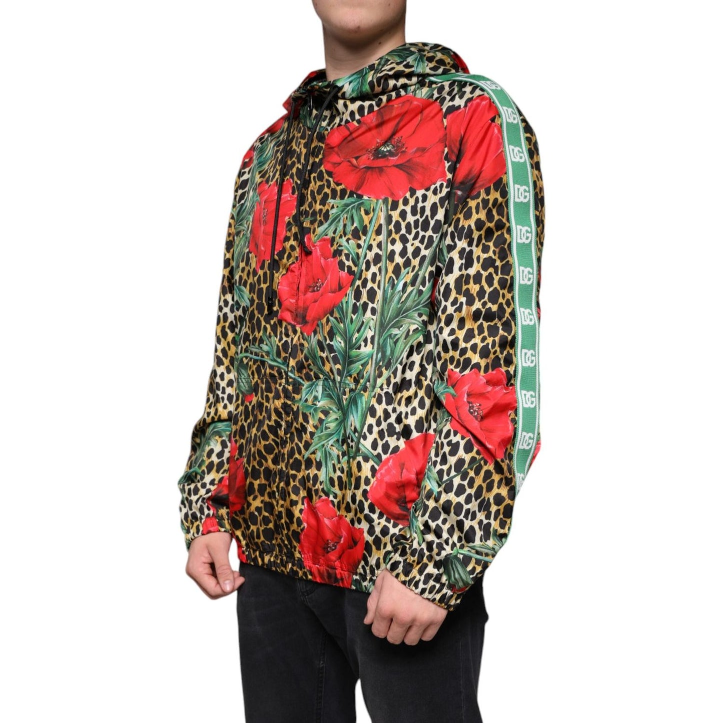 Dolce & Gabbana Multicolor Leopard Floral Hooded Jacket Dolce & Gabbana Dark Slate Gray