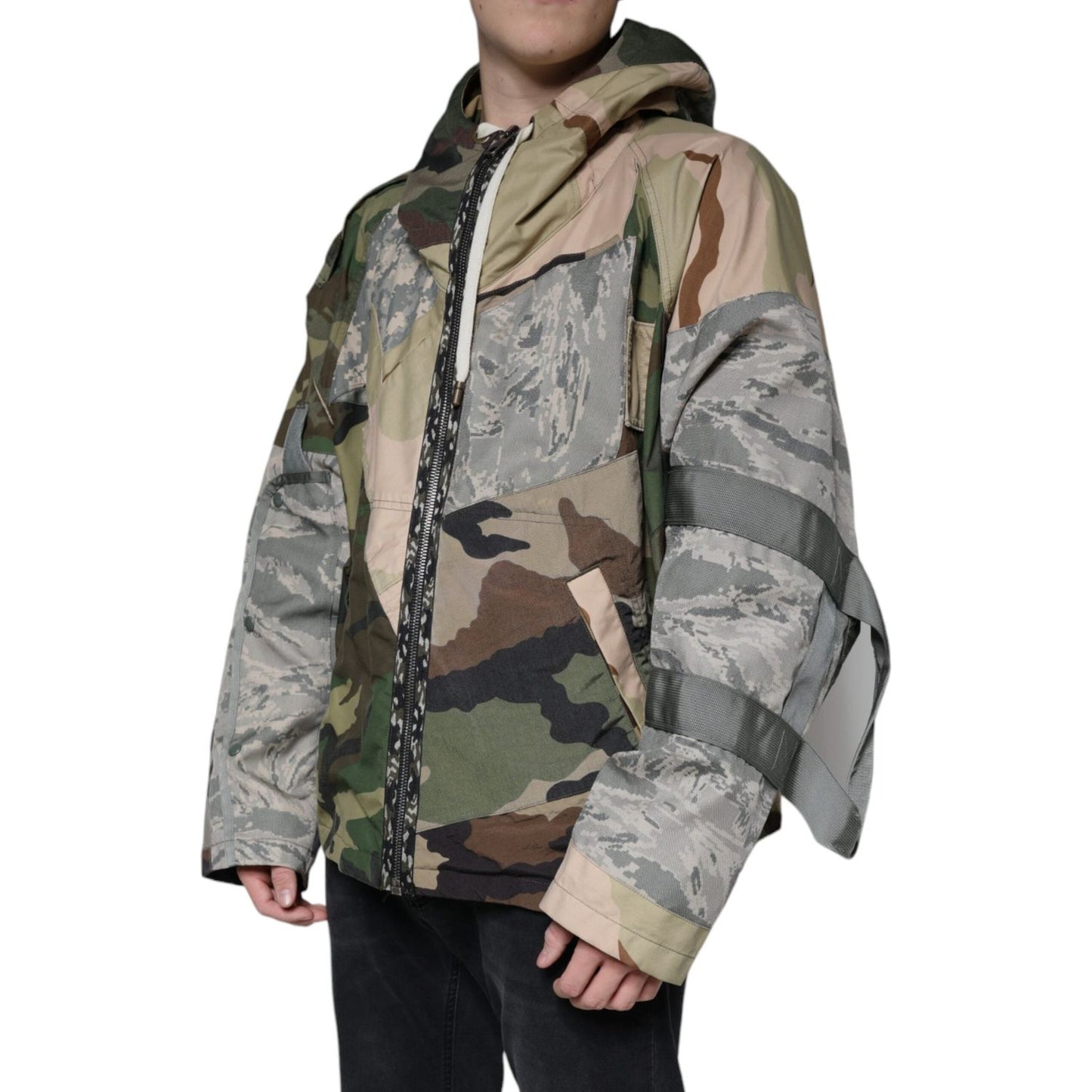 Dolce & Gabbana Multicolor Camouflage Full Zip Hooded Jacket Dolce & Gabbana Dim Gray