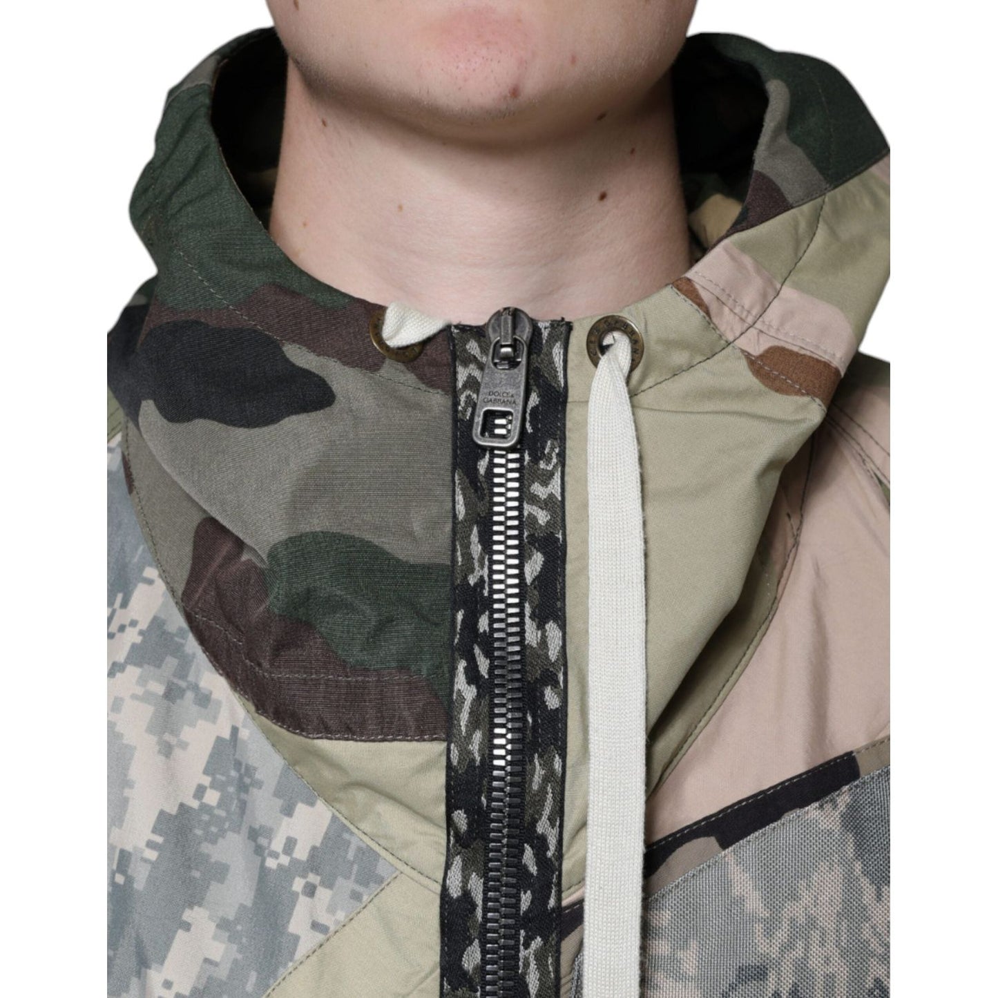 Dolce & Gabbana Multicolor Camouflage Full Zip Hooded Jacket Dolce & Gabbana Dark Gray