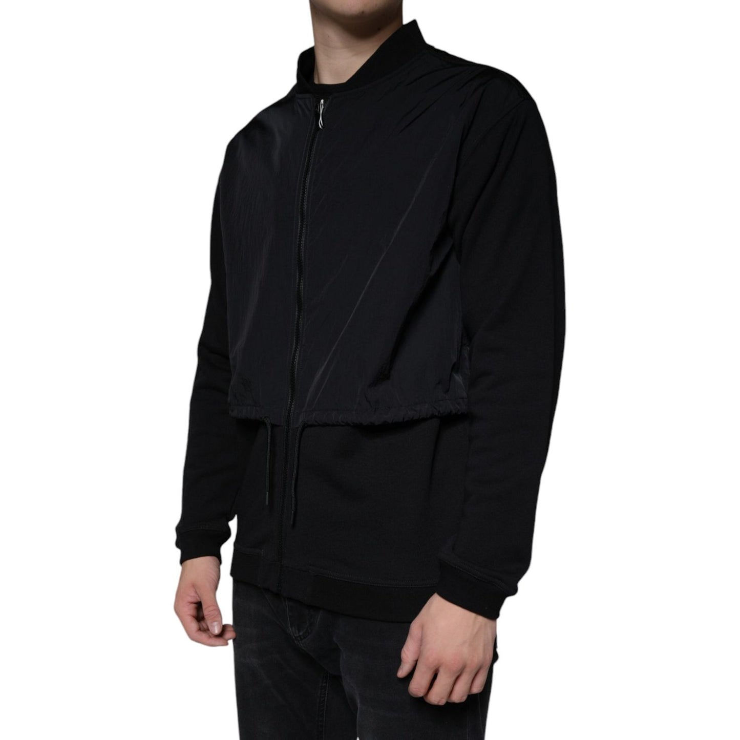 MSGM Black Cotton Full Zip Bomber Long Sleeves Jacket MSGM Black