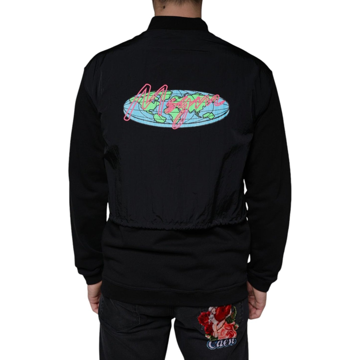 MSGM Black Cotton Full Zip Bomber Long Sleeves Jacket MSGM Black