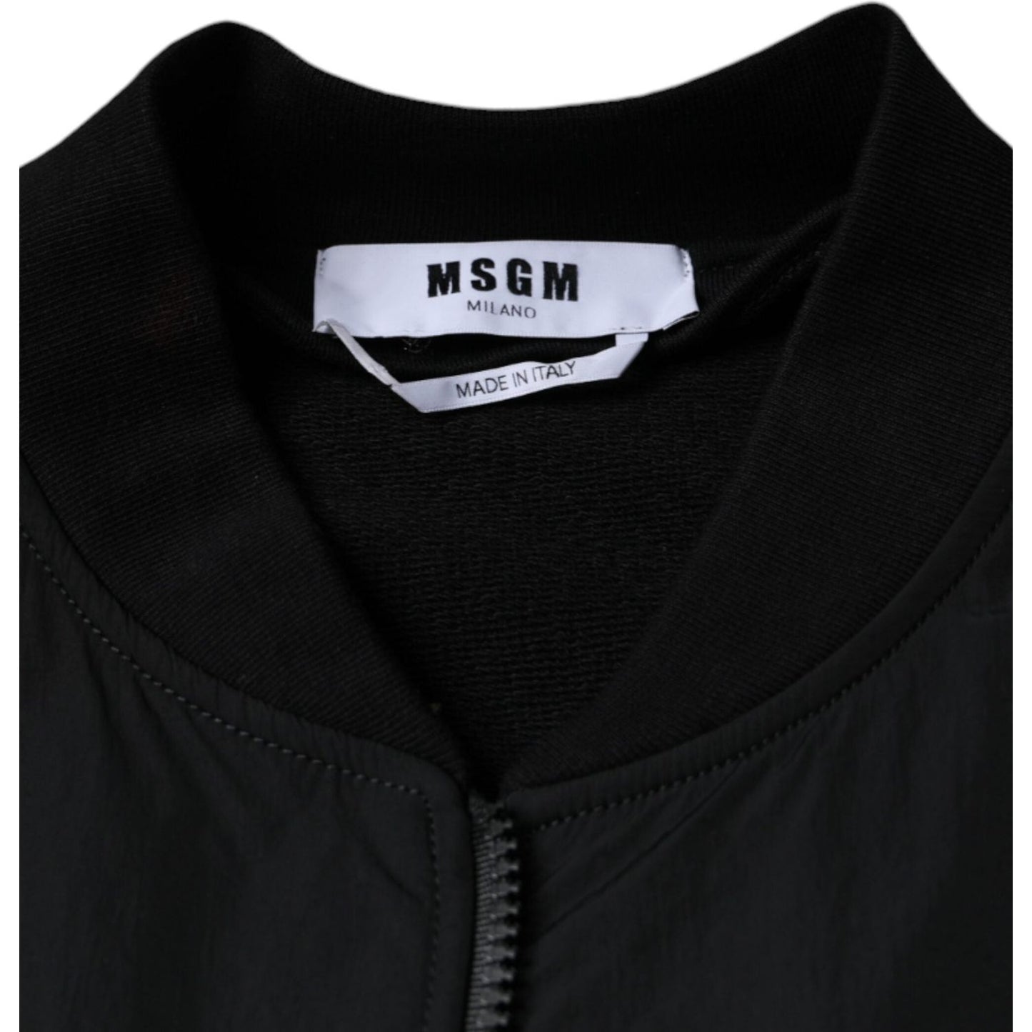 MSGM Black Cotton Full Zip Bomber Long Sleeves Jacket MSGM Black