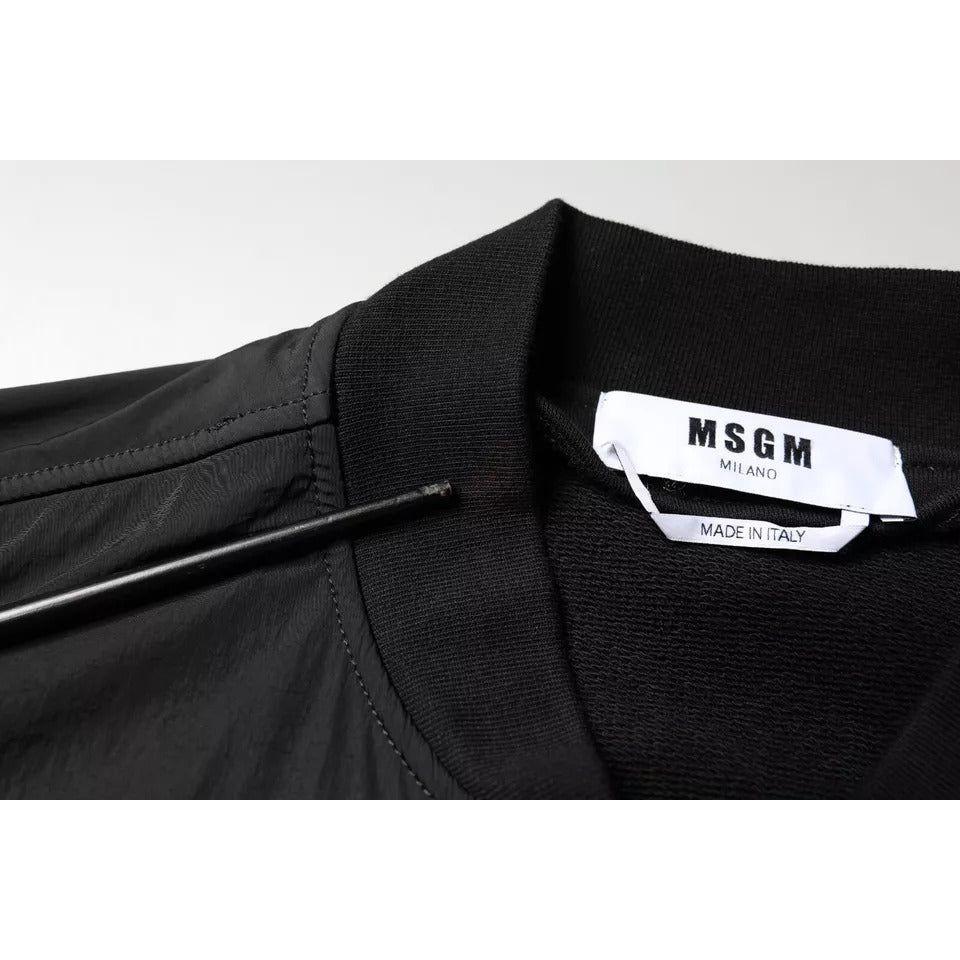 MSGM Black Cotton Full Zip Bomber Long Sleeves Jacket MSGM Lavender