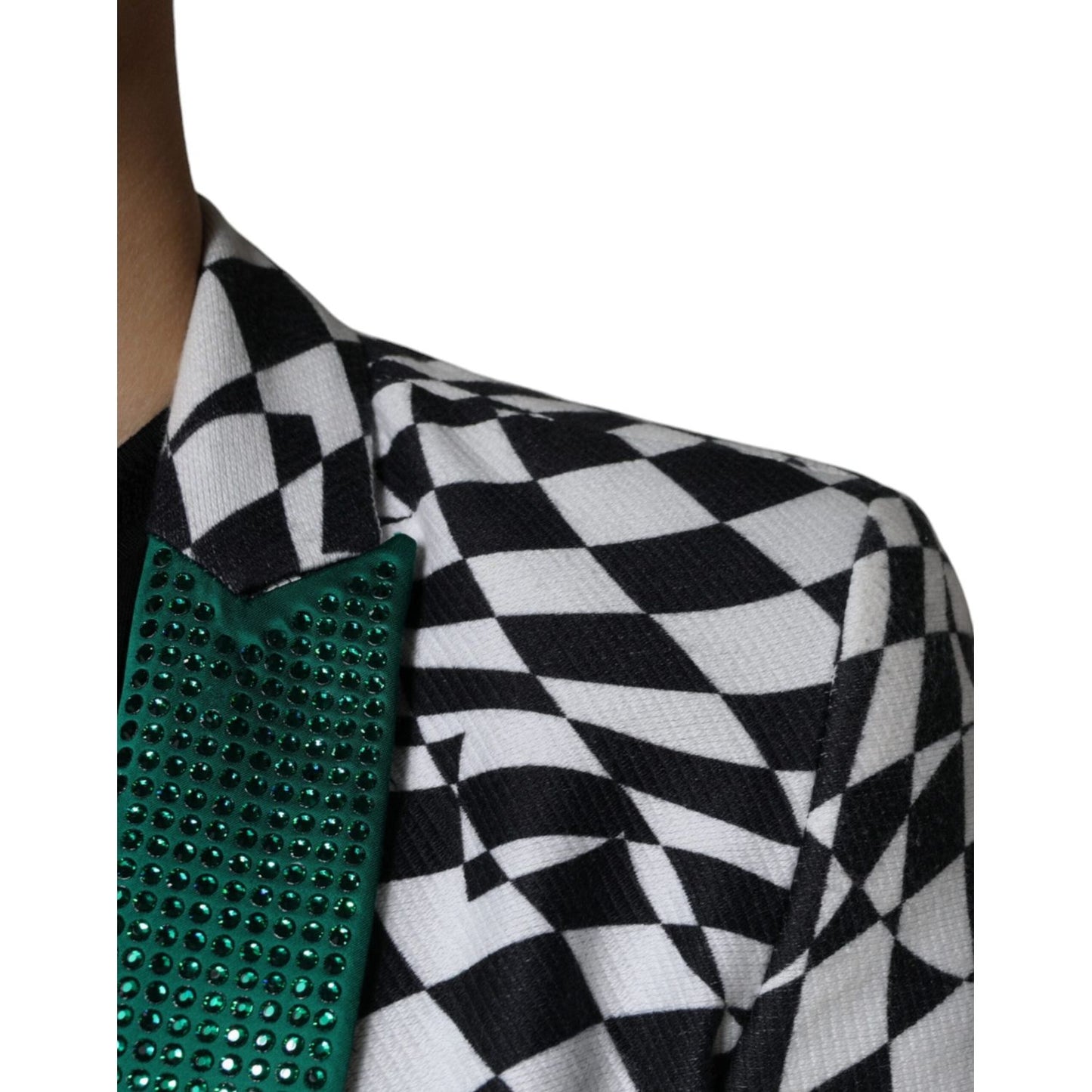 John Richmond Black White Checkered Crystal Single Breasted Blazer John Richmond Dark Slate Gray