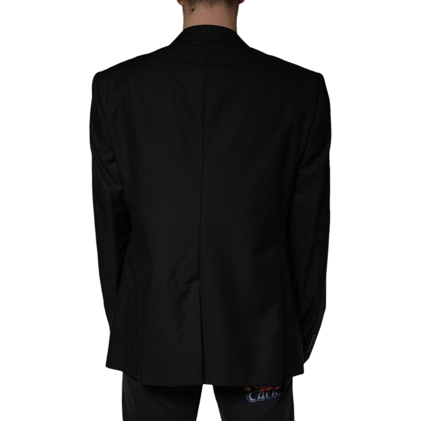 Dolce & Gabbana Black Wool Single Breasted Men Coat Blazer Dolce & Gabbana Black