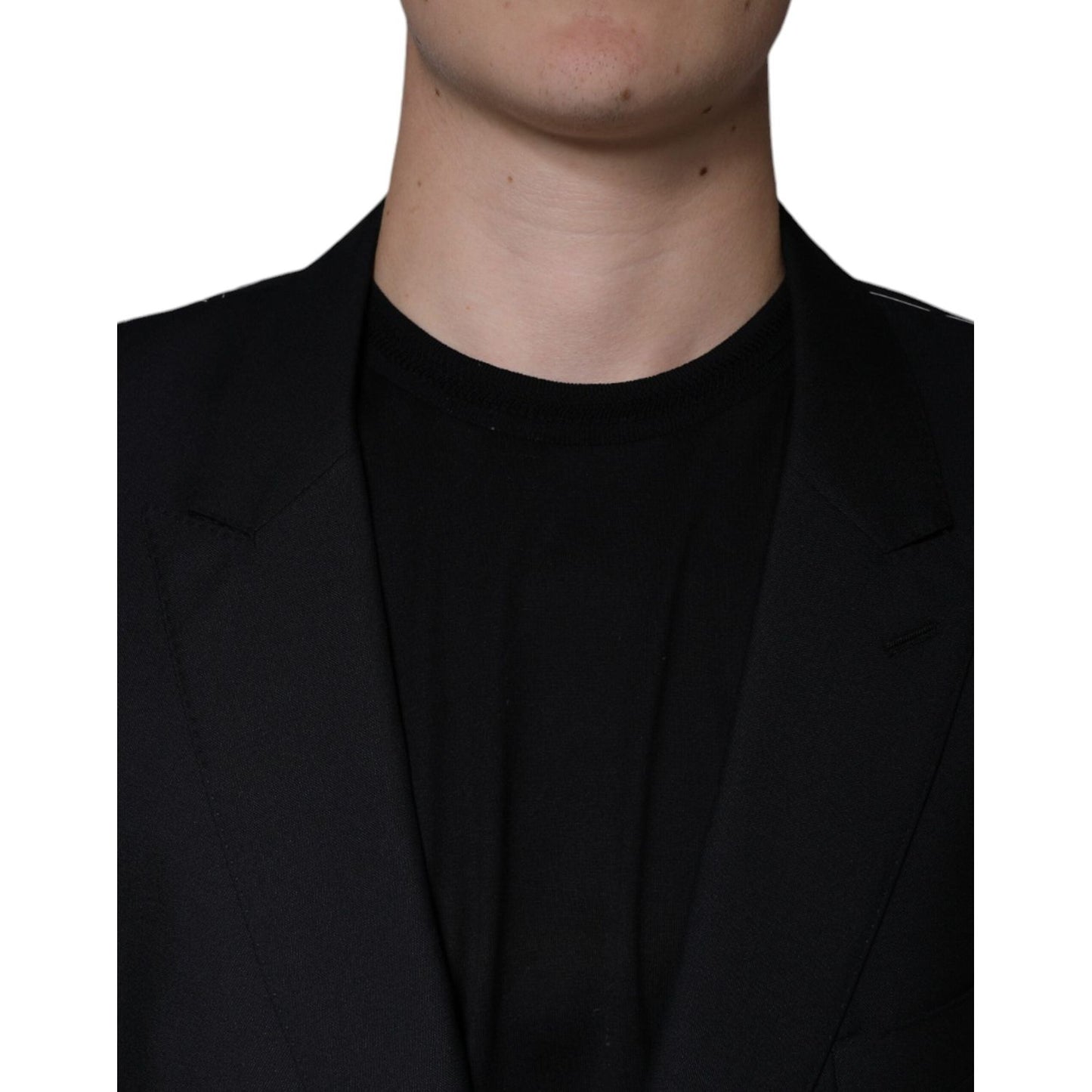 Dolce & Gabbana Black Wool Single Breasted Men Coat Blazer Dolce & Gabbana Black