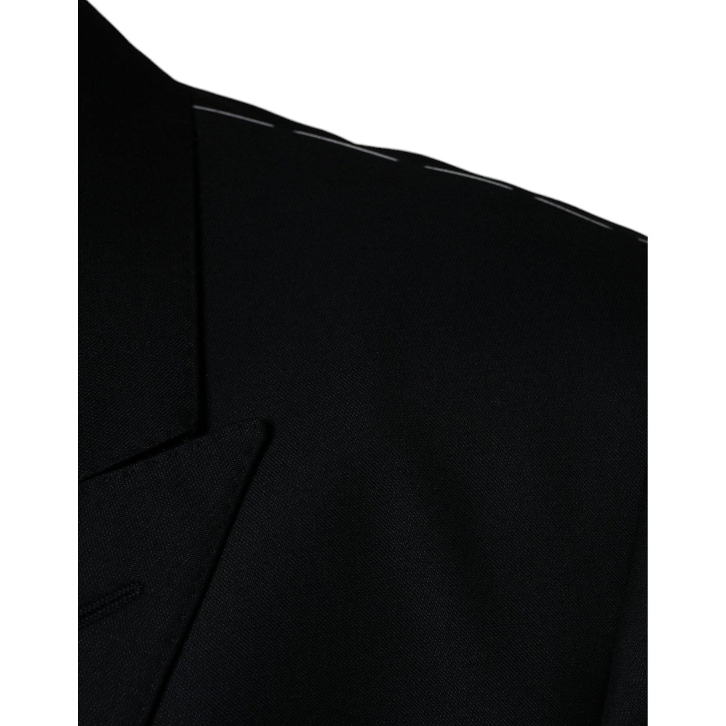 Dolce & Gabbana Black Wool Single Breasted Men Coat Blazer Dolce & Gabbana Black