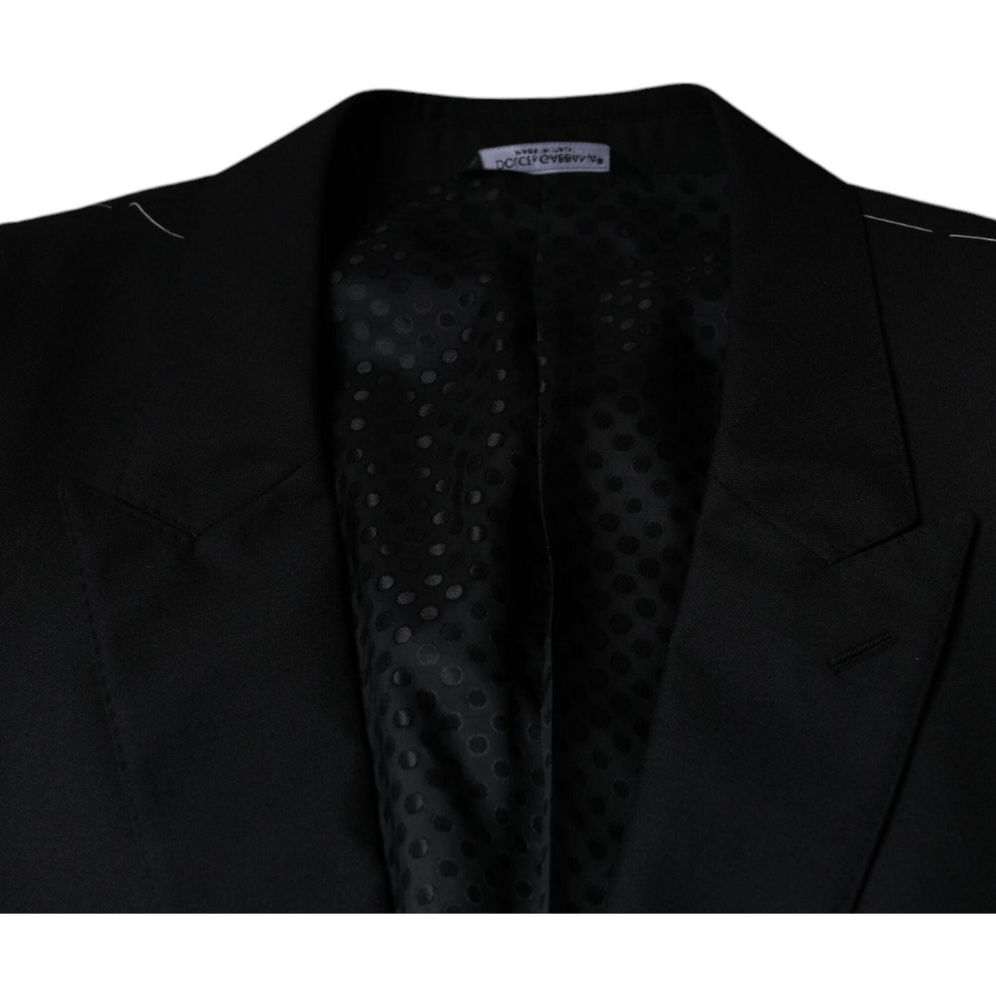 Dolce & Gabbana Black Wool Single Breasted Men Coat Blazer Dolce & Gabbana Black