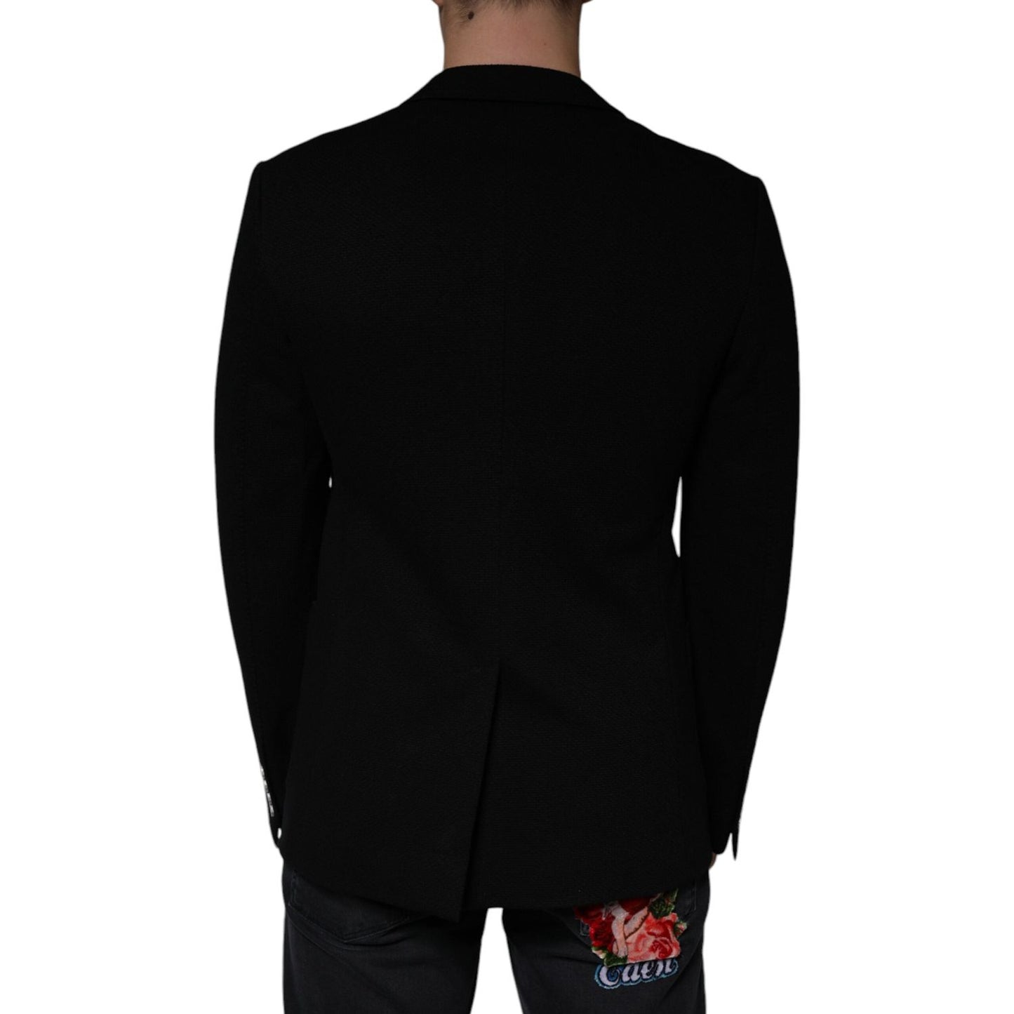 Dolce & Gabbana Black Crown Bee Single Breasted Coat Blazer Dolce & Gabbana Black
