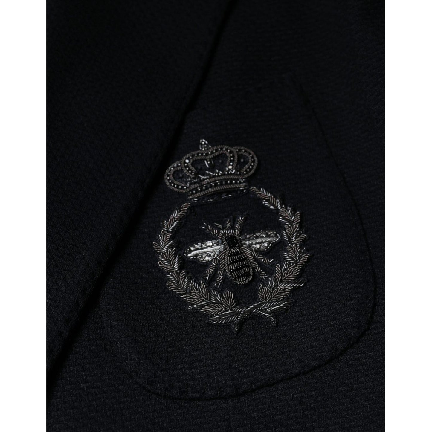 Dolce & Gabbana Black Crown Bee Single Breasted Coat Blazer Dolce & Gabbana Black