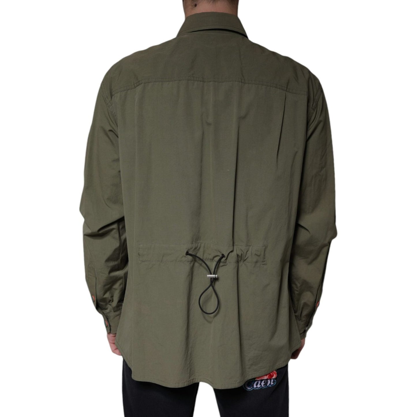 Dolce & Gabbana Military Green Cotton Bend Collared Coat Jacket Dolce & Gabbana Dark Slate Gray