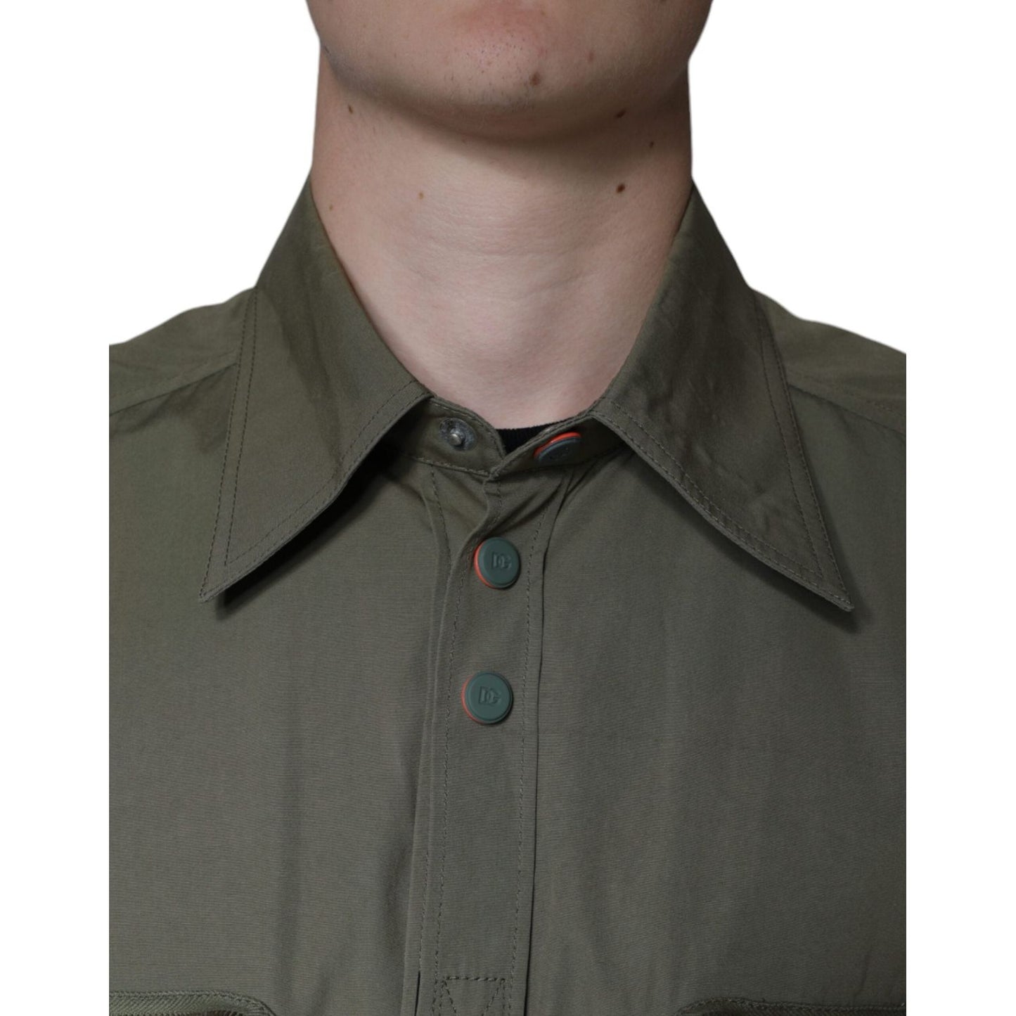 Dolce & Gabbana Military Green Cotton Bend Collared Coat Jacket Dolce & Gabbana Dark Slate Gray