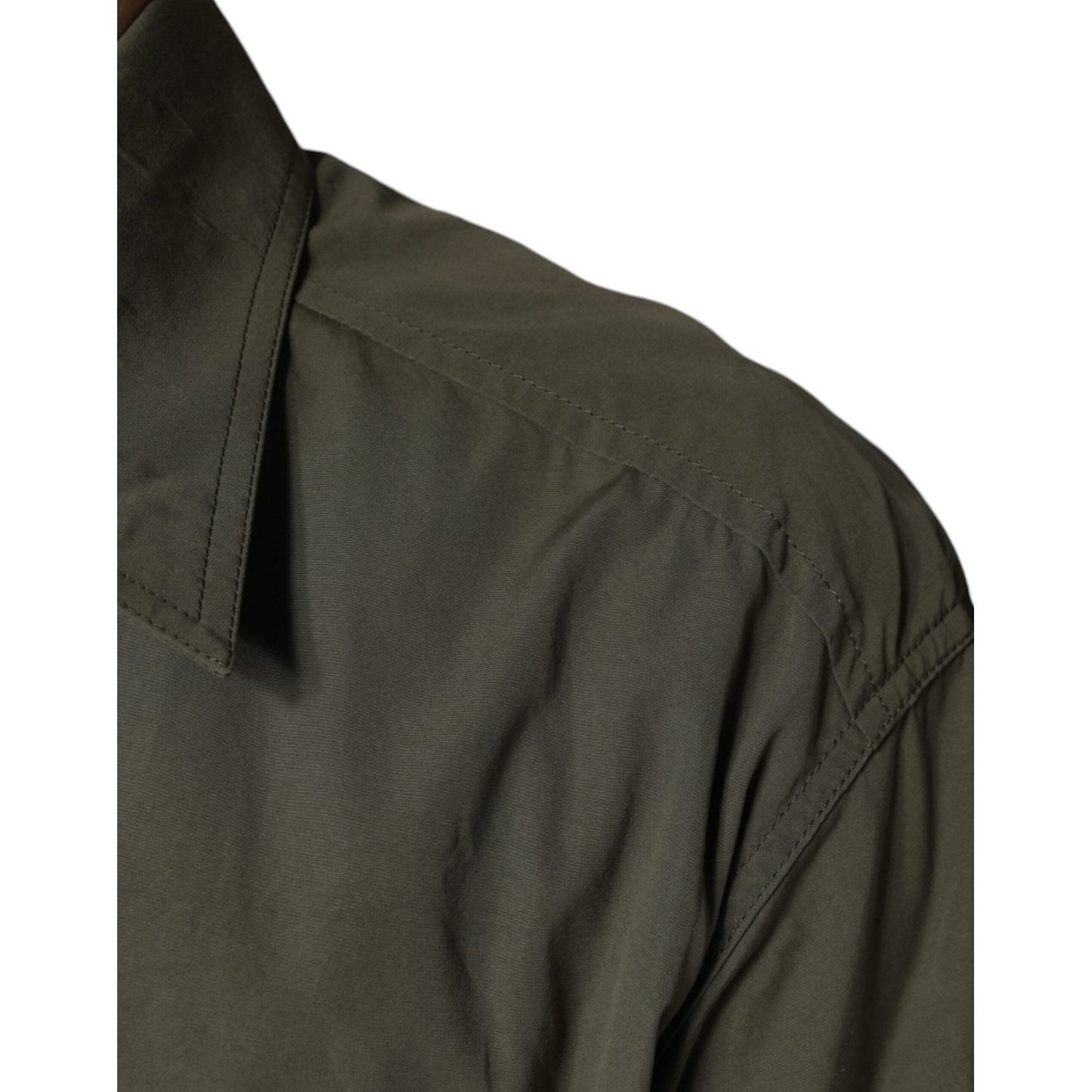 Dolce & Gabbana Military Green Cotton Bend Collared Coat Jacket Dolce & Gabbana Dark Slate Gray