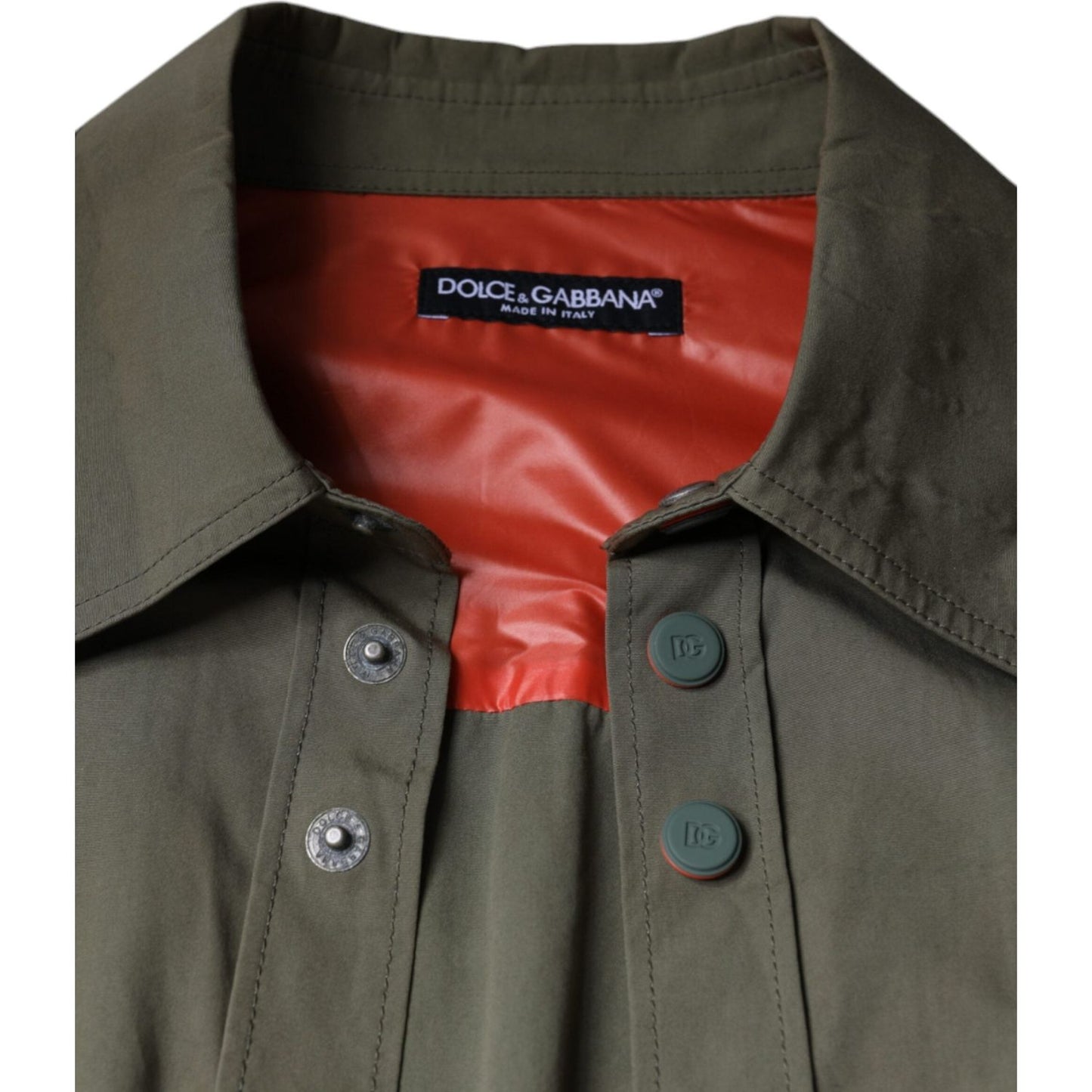Dolce & Gabbana Military Green Cotton Bend Collared Coat Jacket Dolce & Gabbana Dark Slate Gray