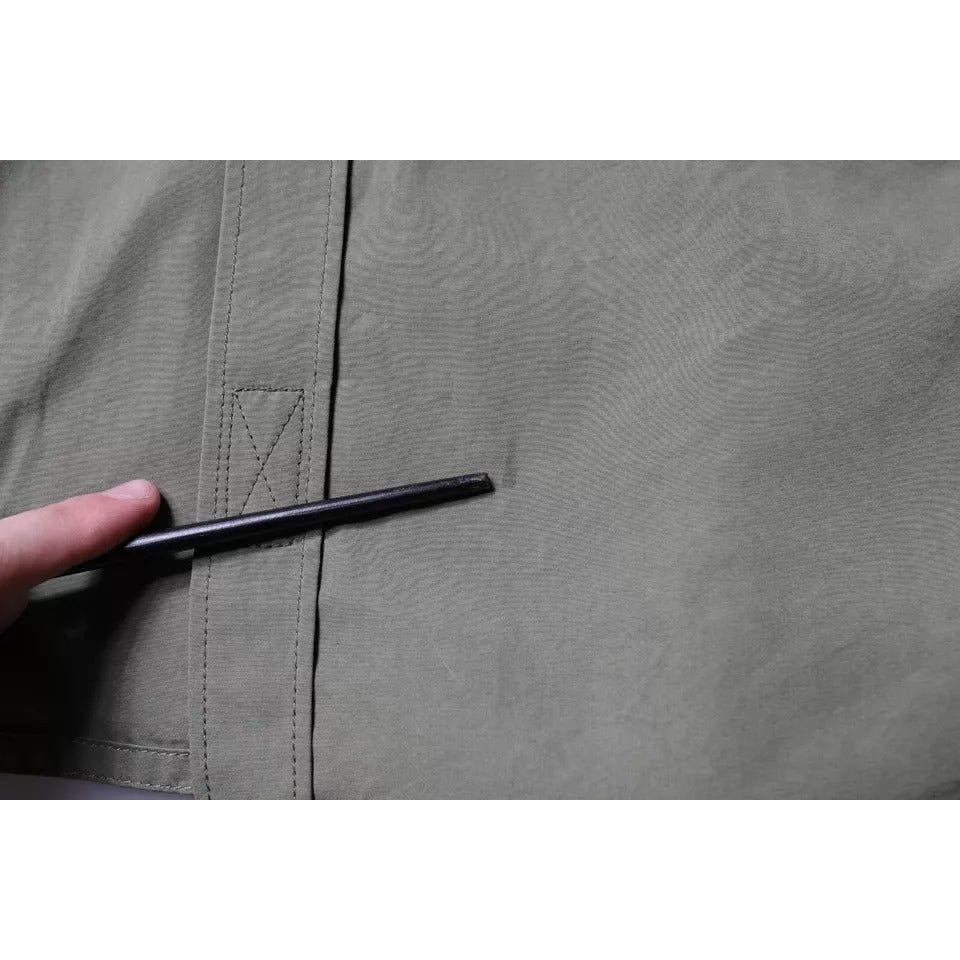 Dolce & Gabbana Military Green Cotton Bend Collared Coat Jacket Dolce & Gabbana Slate Gray