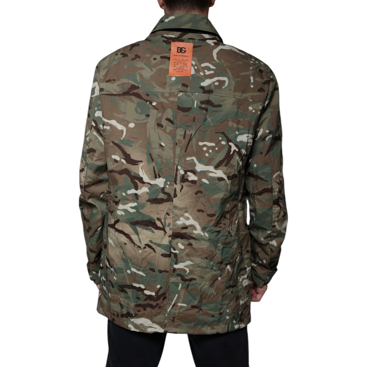 Dolce & Gabbana Multicolor Camouflage Collared Coat Jacket Dolce & Gabbana Dark Slate Gray