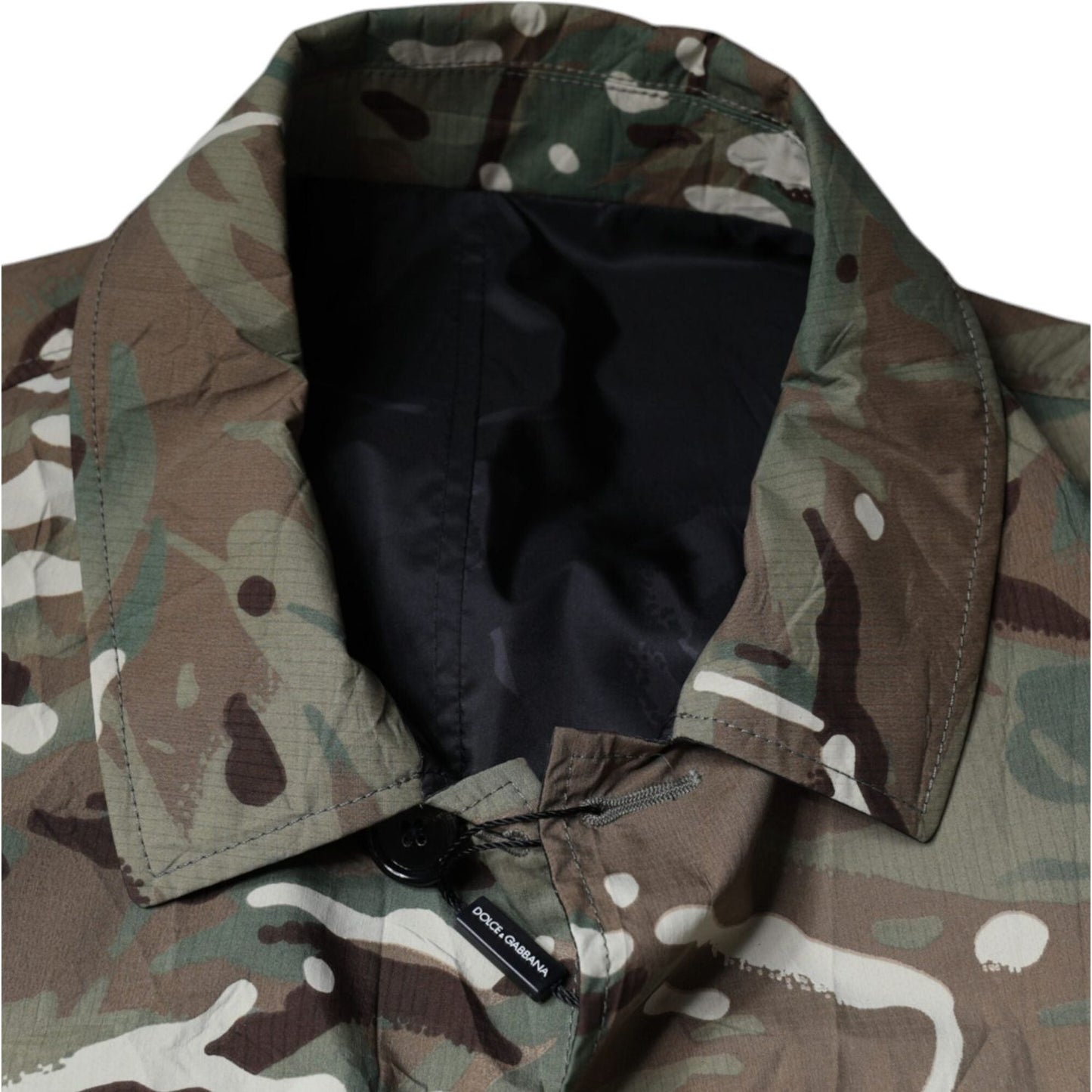 Dolce & Gabbana Multicolor Camouflage Collared Coat Jacket Dolce & Gabbana Dark Slate Gray