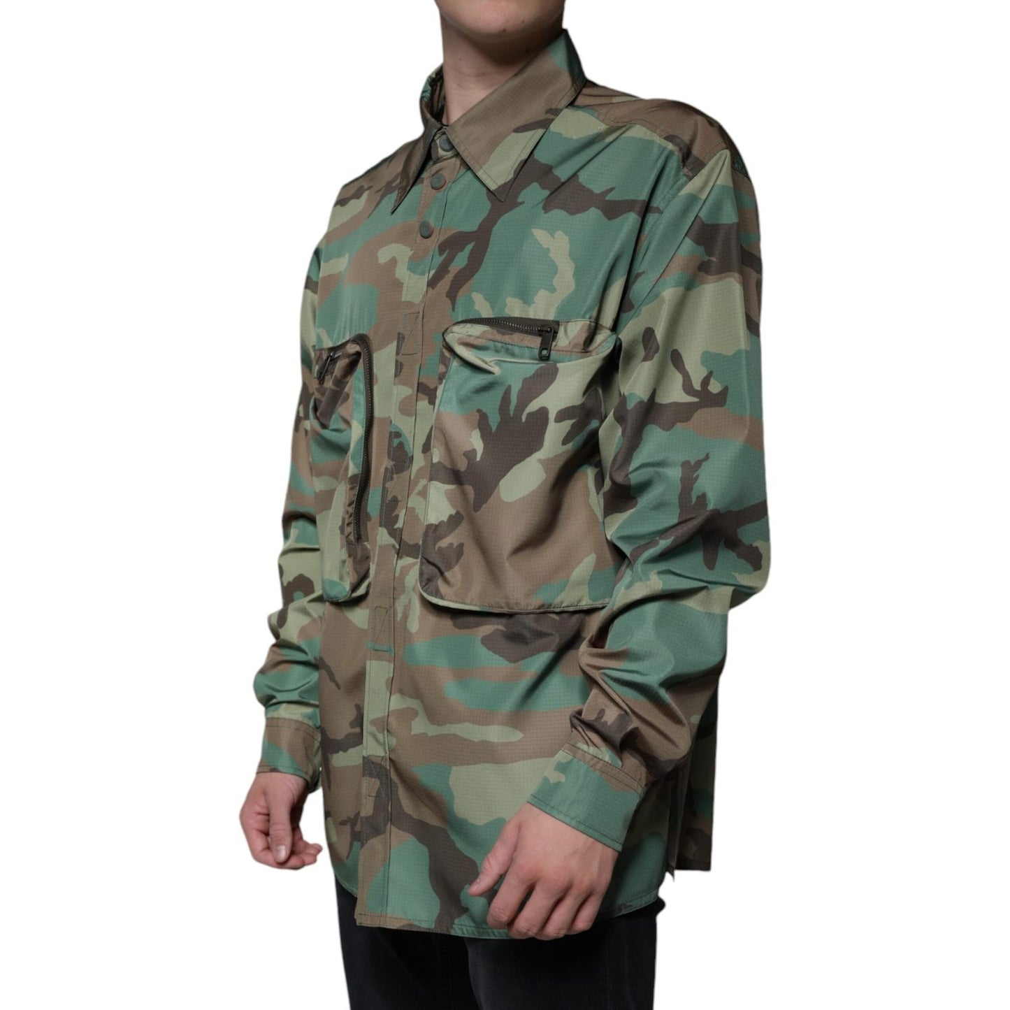 Dolce & Gabbana Multicolor Camouflage Button Down Shirt Dolce & Gabbana Dim Gray