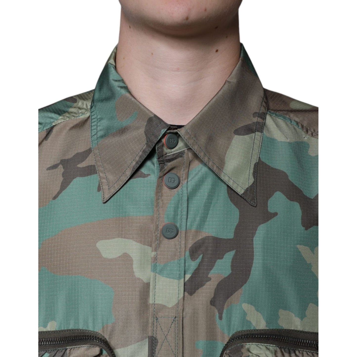 Dolce & Gabbana Multicolor Camouflage Button Down Shirt Dolce & Gabbana Dim Gray