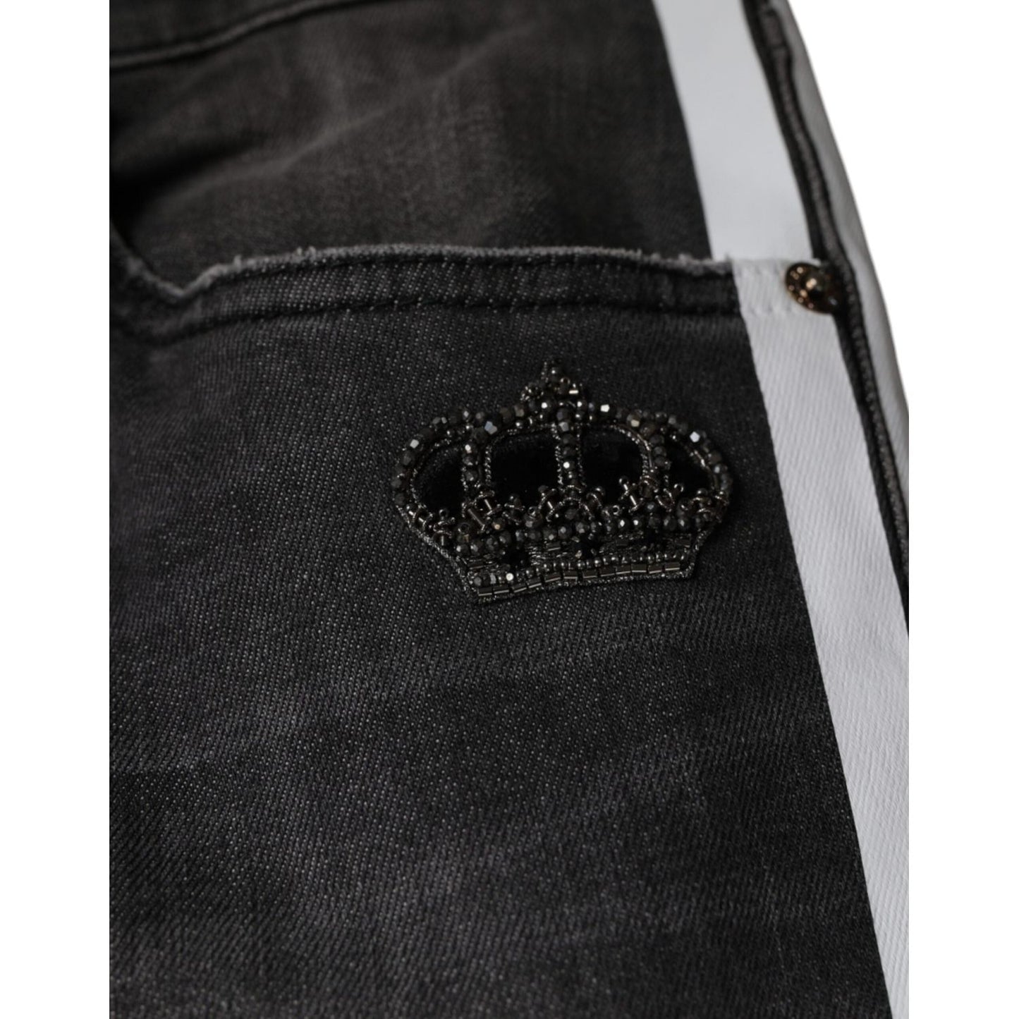 Dolce & Gabbana Black Tattered Cotton Skinny Men Denim Jeans Dolce & Gabbana Black