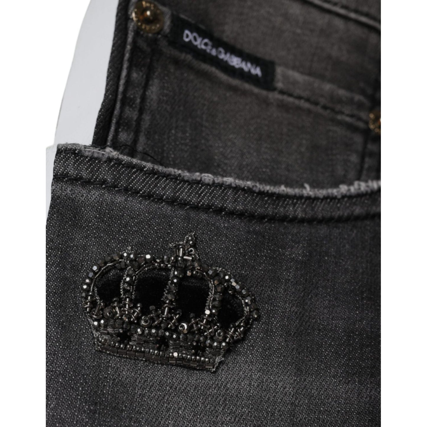 Dolce & Gabbana Black Tattered Cotton Skinny Men Denim Jeans Dolce & Gabbana Dark Slate Gray