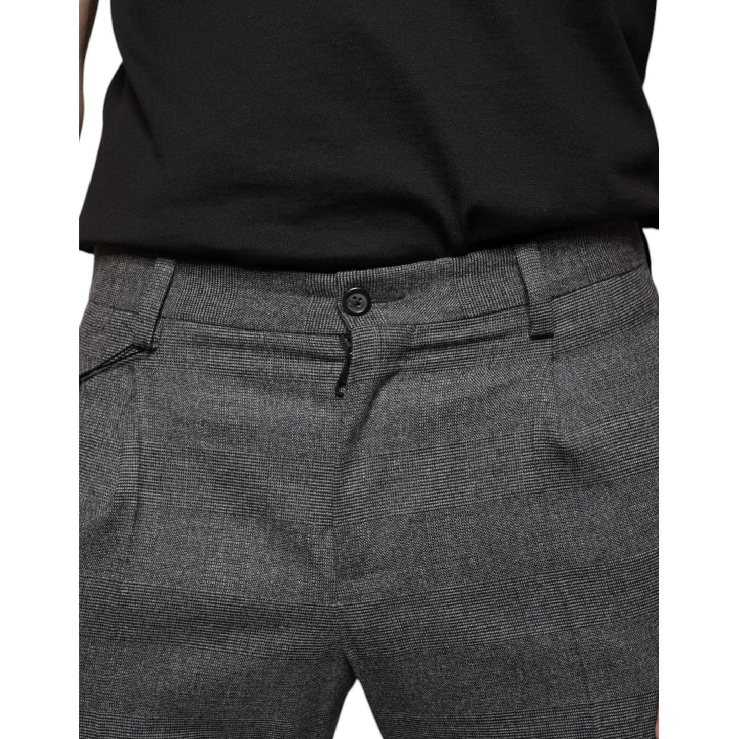Dolce & Gabbana Gray Check Tartan Wool Skinny Pants Dolce & Gabbana Dark Slate Gray