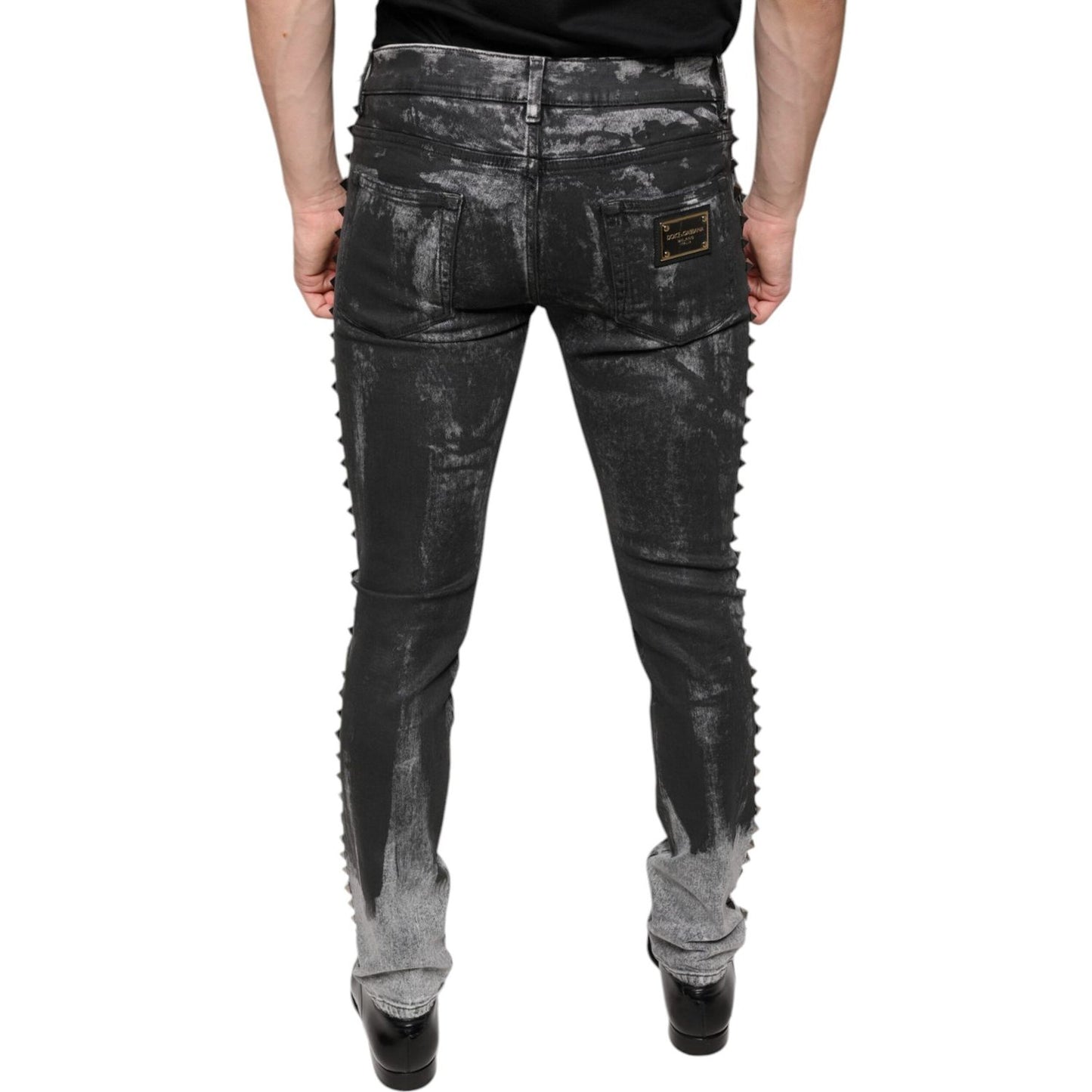 Dolce & Gabbana Black Embellished Cotton Skinny Denim Jeans Dolce & Gabbana Dark Slate Gray