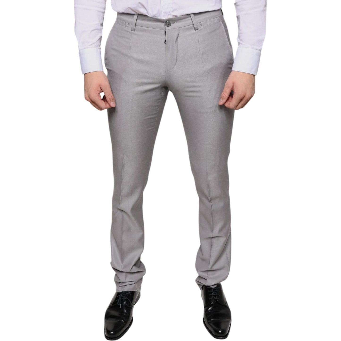 Dolce & Gabbana Light Gray Wool Dress Pants Dolce & Gabbana Light Slate Gray