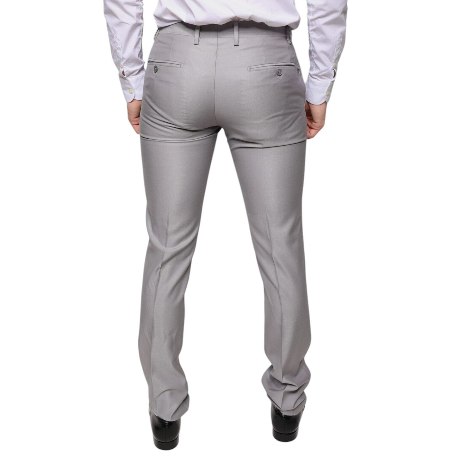 Dolce & Gabbana Light Gray Wool Dress Pants Dolce & Gabbana Dark Gray