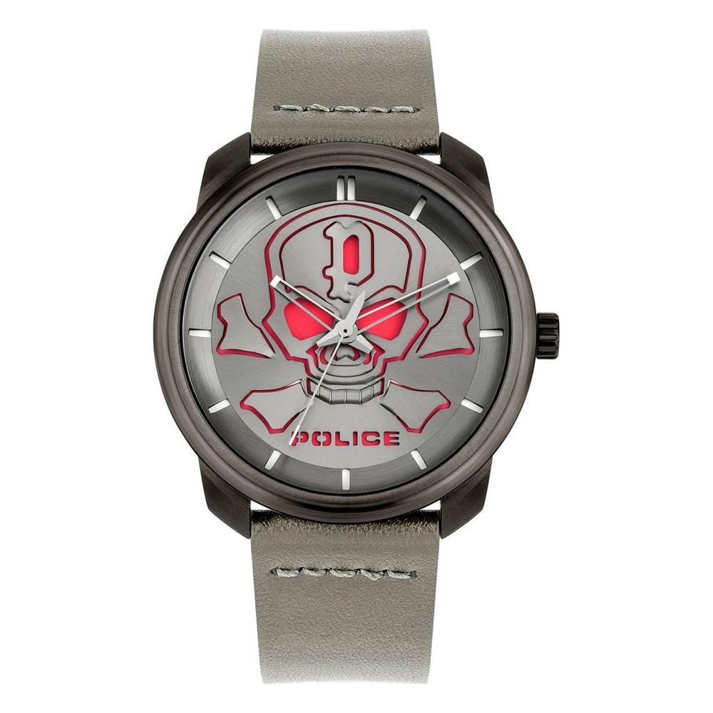 Police Gray Leather Watch Police Light Slate Gray