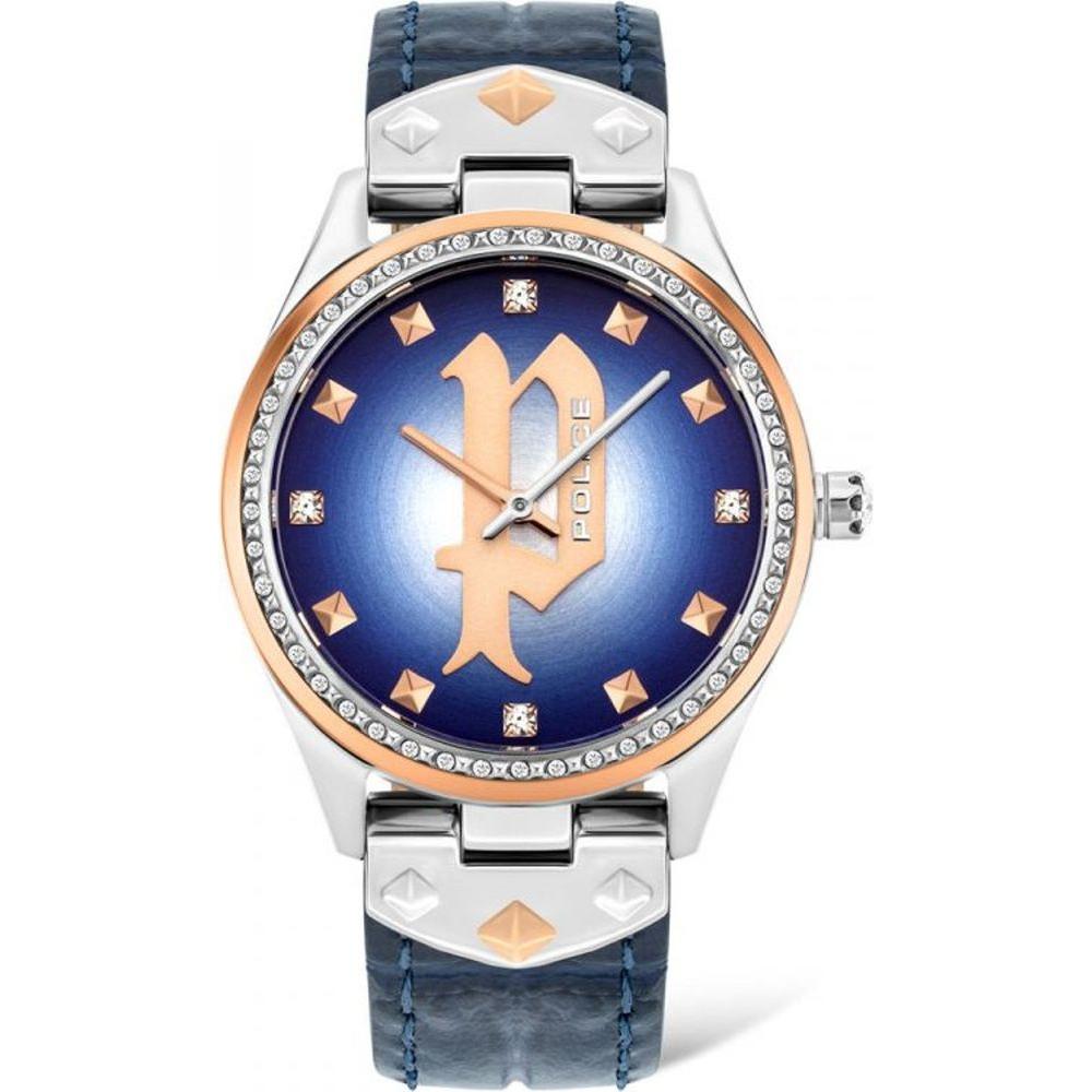 Police Blue Leather Watch Police Light Gray
