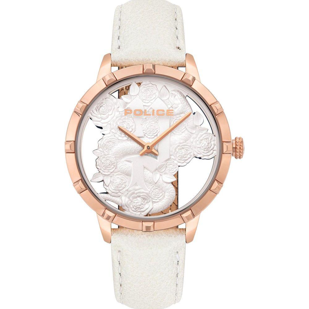 Police White Leather Watch Police Antique White