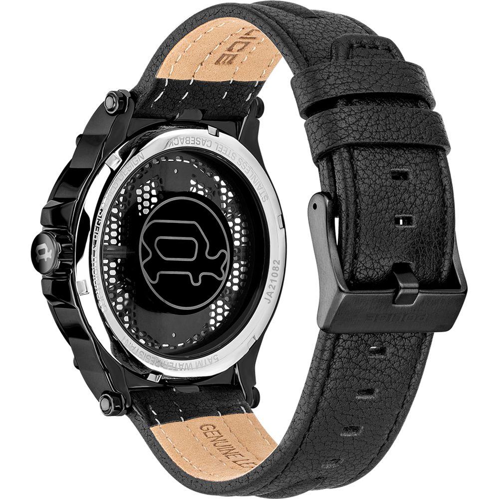 Police Black Leather Watch Police Dark Slate Gray