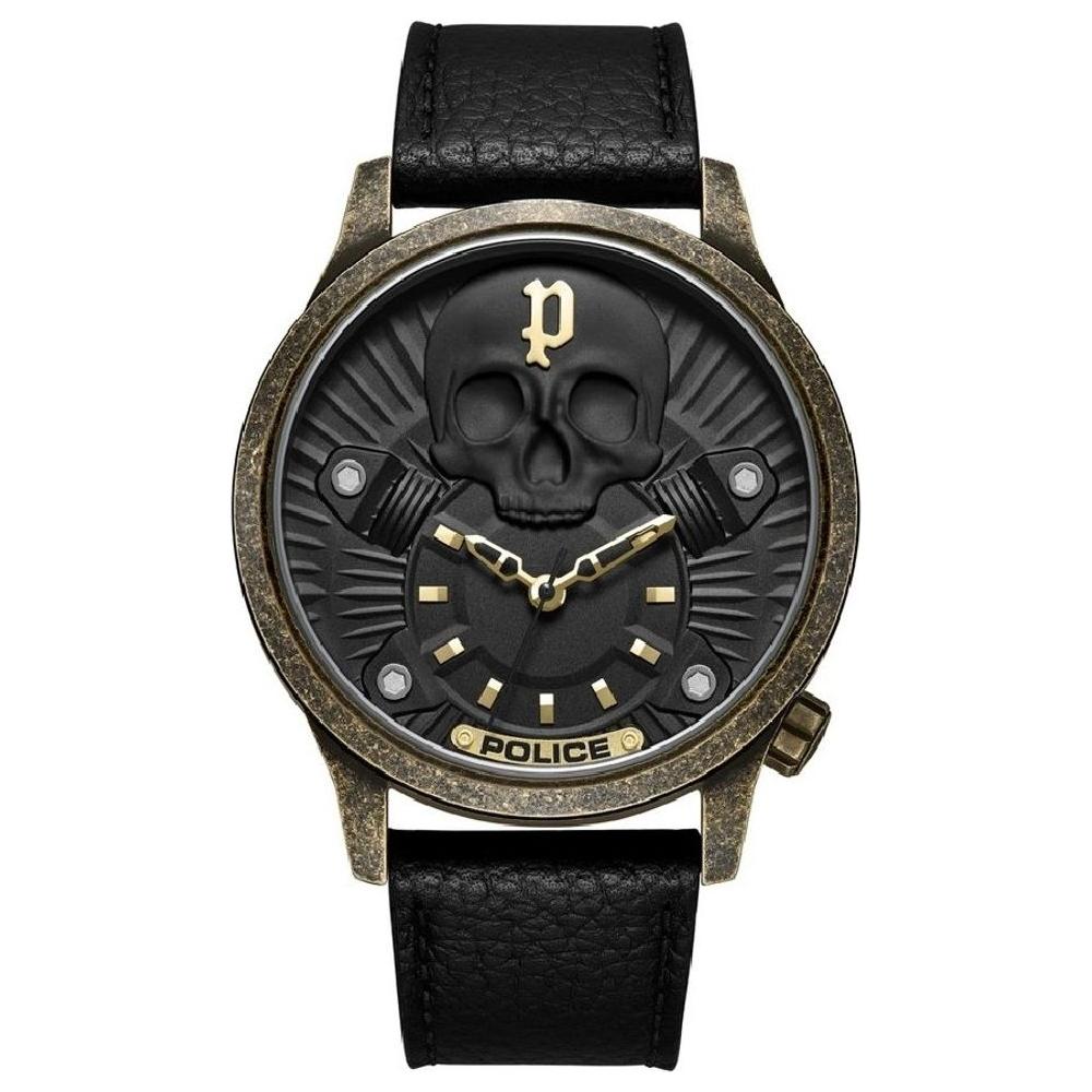 Police Black Leather Watch Police Dark Slate Gray