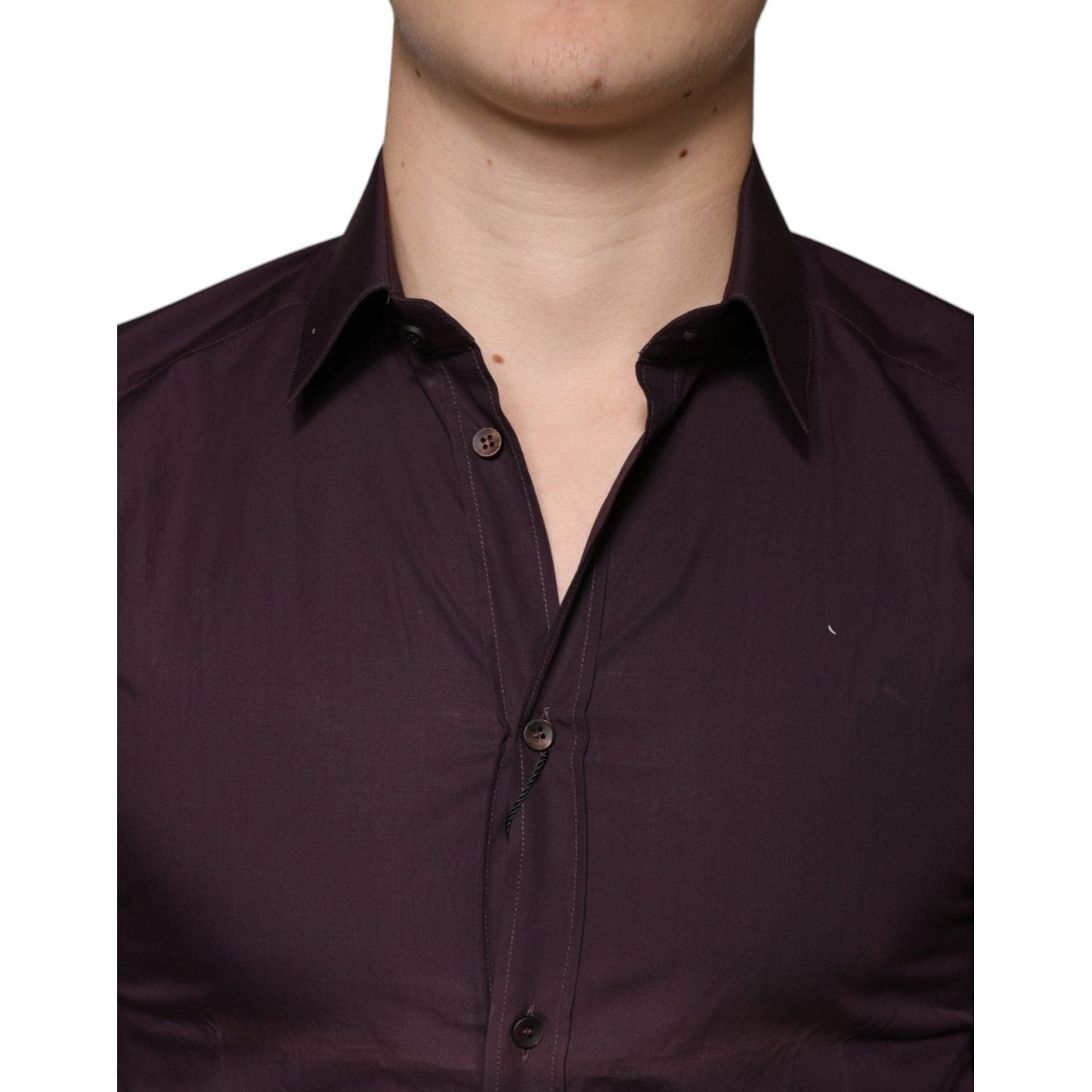 Dolce & Gabbana Dark Violet Cotton Dress GOLD Men Formal Shirt Dolce & Gabbana Dark Slate Gray