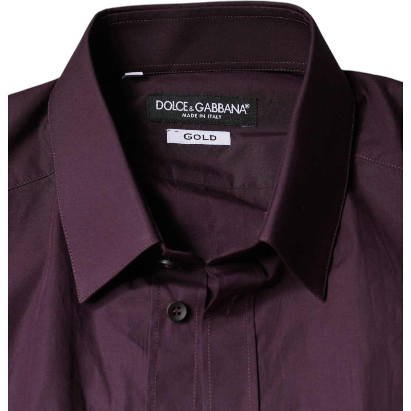 Dolce & Gabbana Dark Violet Cotton Dress GOLD Men Formal Shirt Dolce & Gabbana Dark Slate Gray