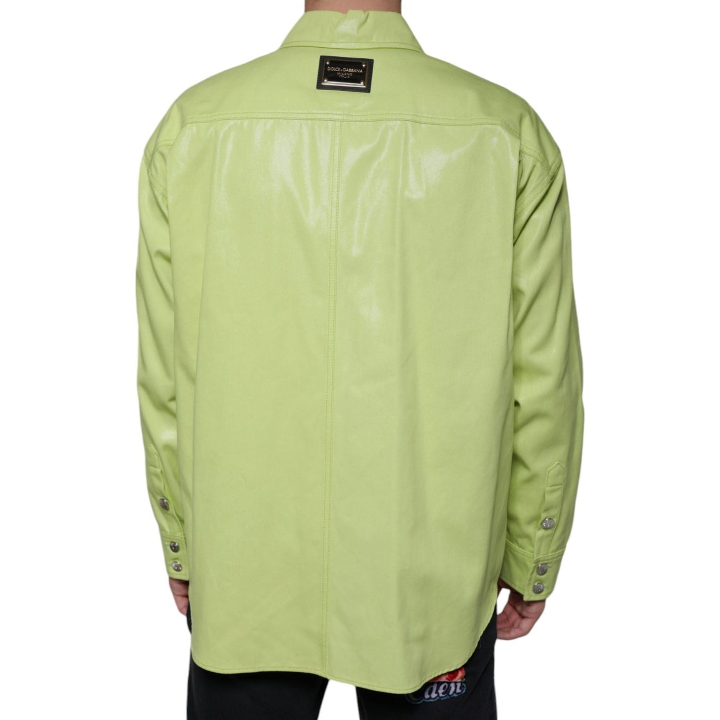 Dolce & Gabbana Green Cotton Collared Men Button Down Shirt Dolce & Gabbana Dark Khaki