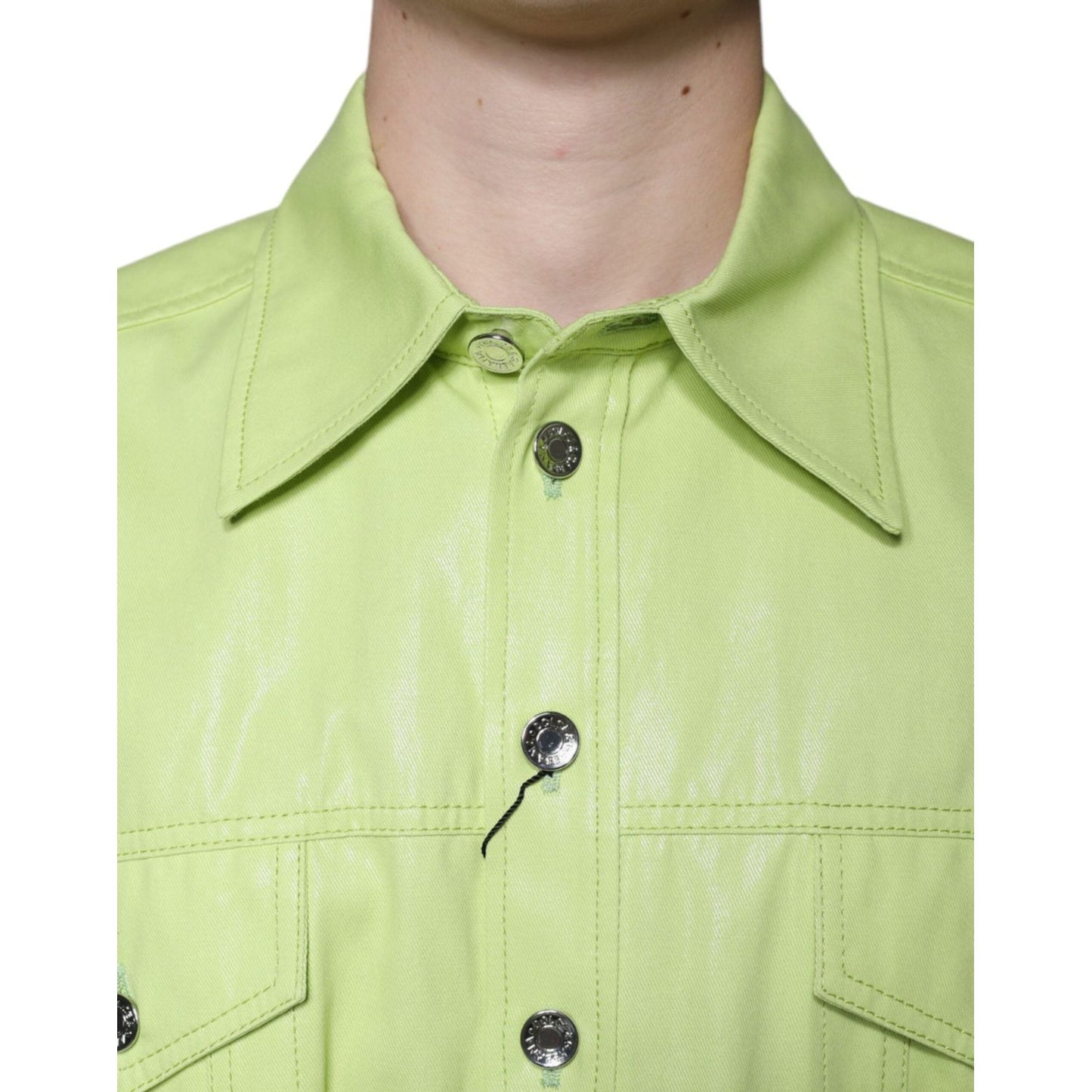 Dolce & Gabbana Green Cotton Collared Men Button Down Shirt Dolce & Gabbana Tan