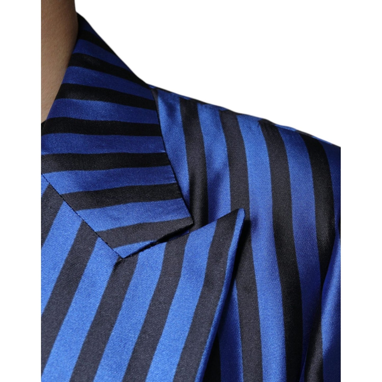 Dolce & Gabbana Metallic Blue Stripes Formal 3 Piece Suit Dolce & Gabbana Dark Slate Gray