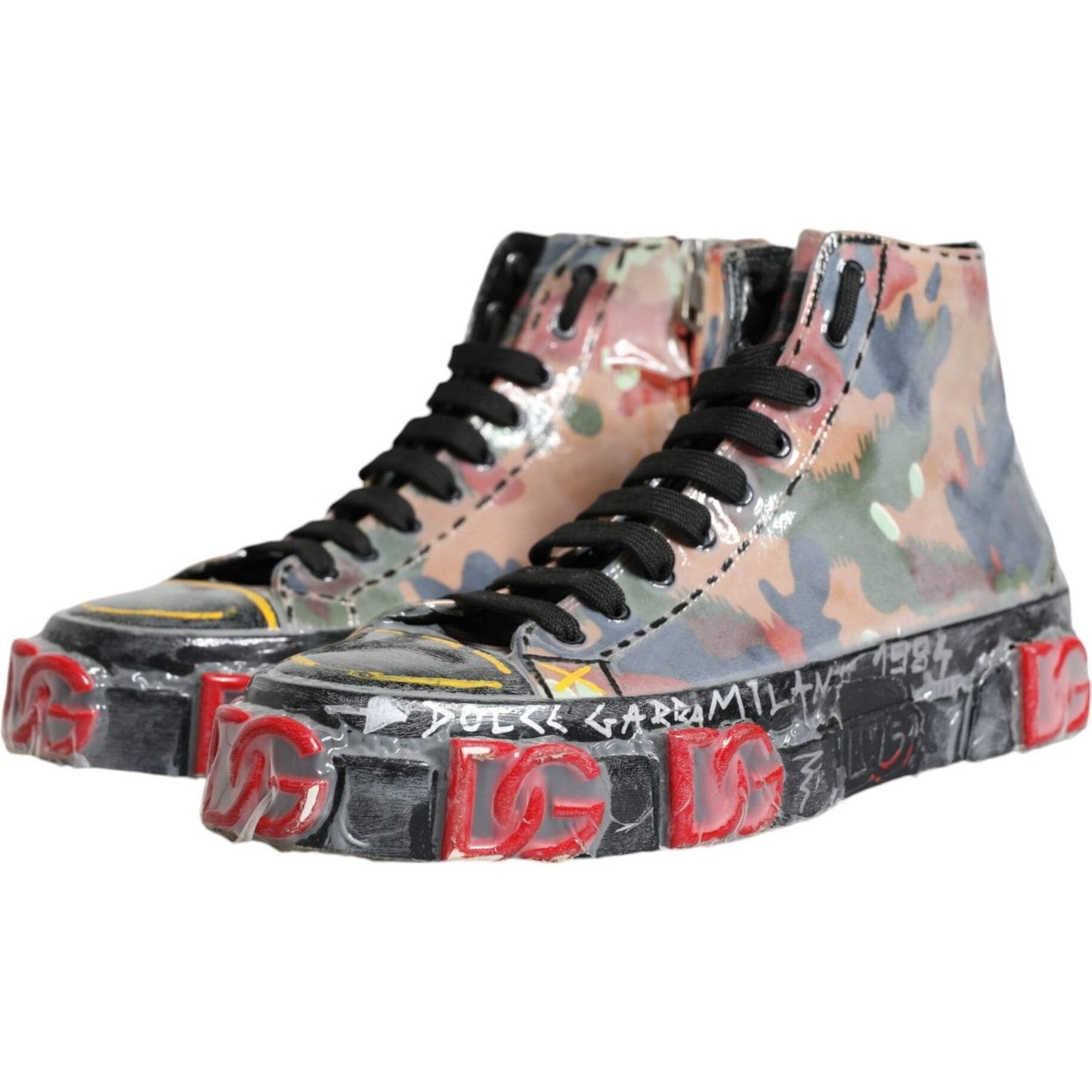 Dolce & Gabbana Multicolor Camouflage High Top Sneakers Shoes Dolce & Gabbana Light Slate Gray