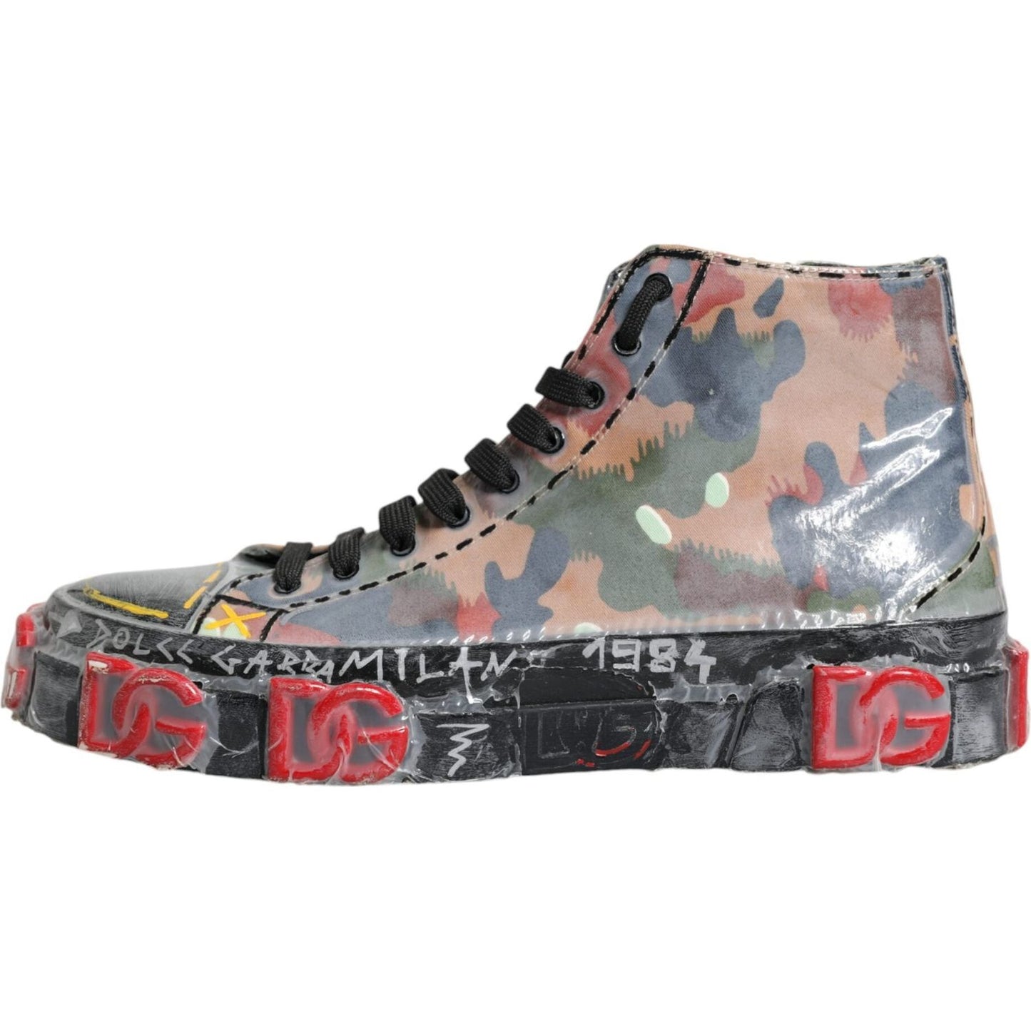 Dolce & Gabbana Multicolor Camouflage High Top Sneakers Shoes Dolce & Gabbana Slate Gray