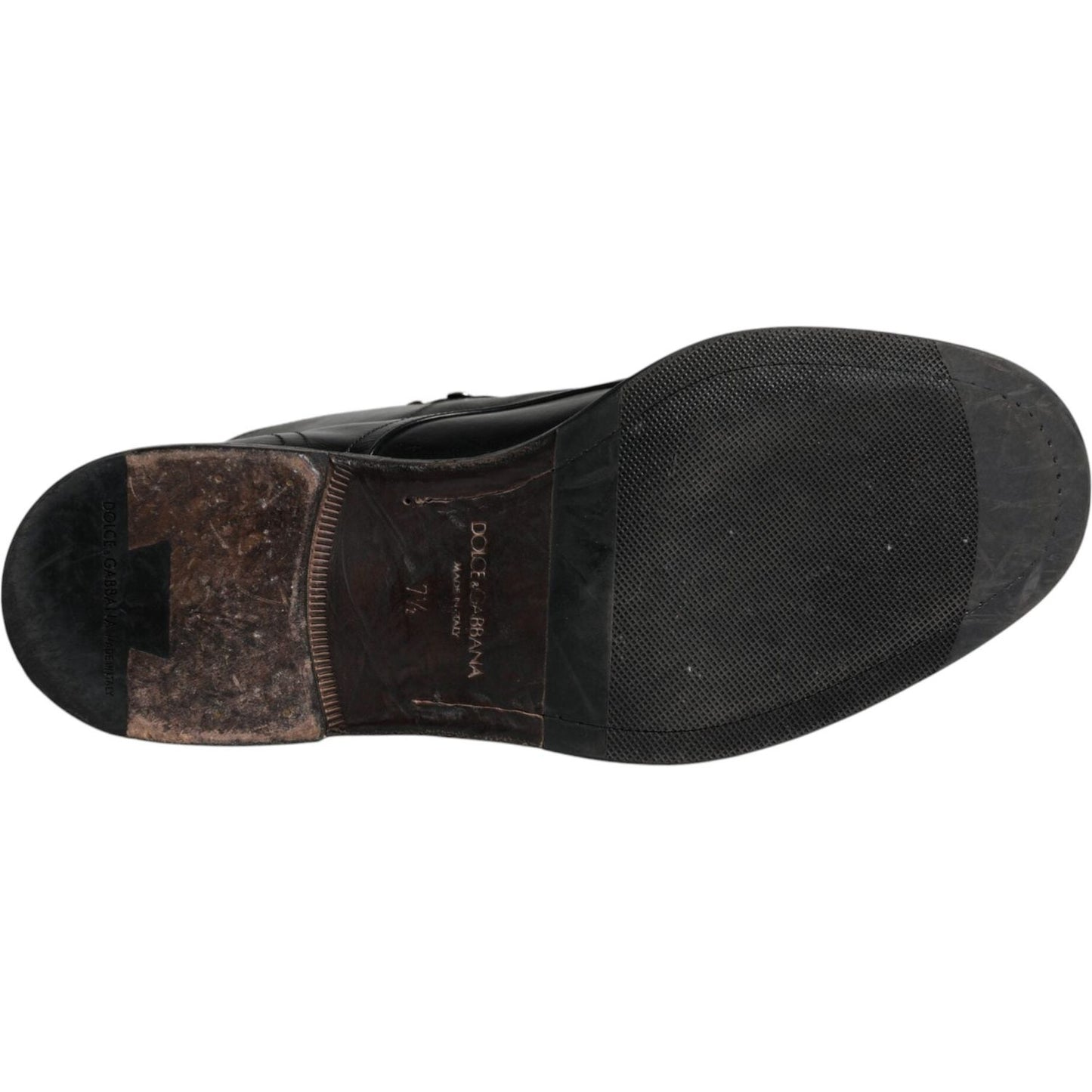 Dolce & Gabbana Black Leather Men Short Boots Lace Up Shoes Dolce & Gabbana Dark Slate Gray