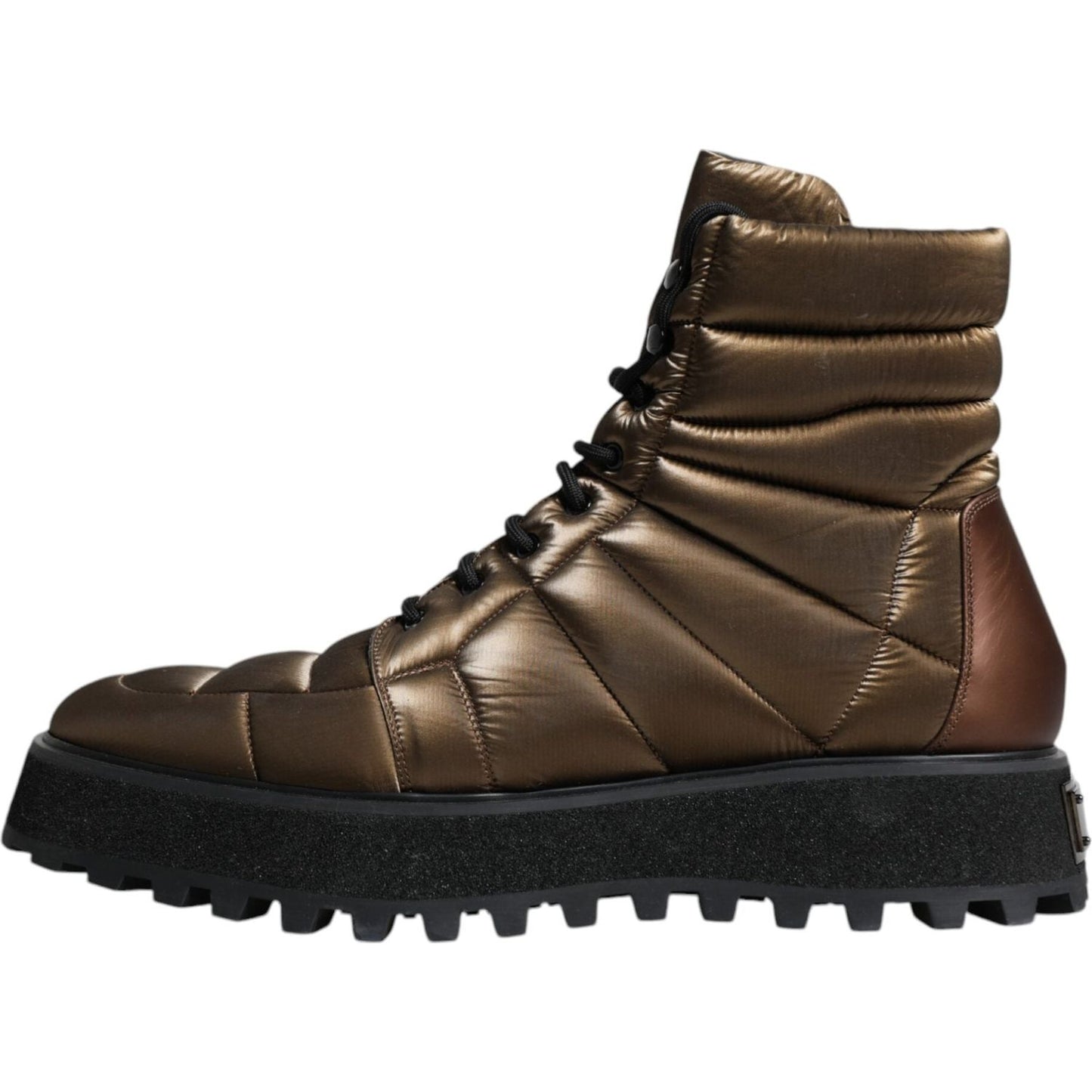 Dolce & Gabbana Bronze Padded Mid Calf Lace Up Boots Shoes Dolce & Gabbana Dark Slate Gray