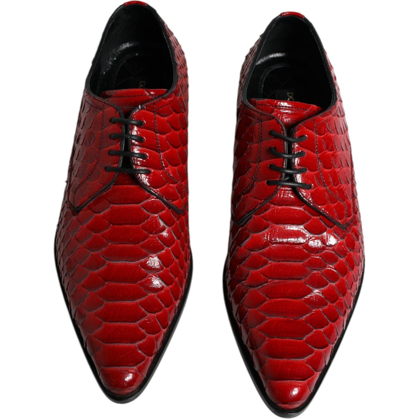 Dolce & Gabbana Red Textured Varnished Derby Men Formal Shoes Dolce & Gabbana Dark Red