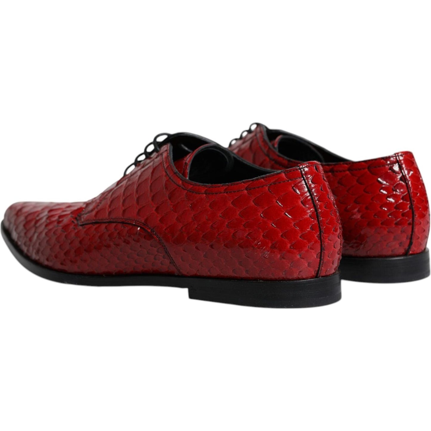 Dolce & Gabbana Red Textured Varnished Derby Men Formal Shoes Dolce & Gabbana Dark Red