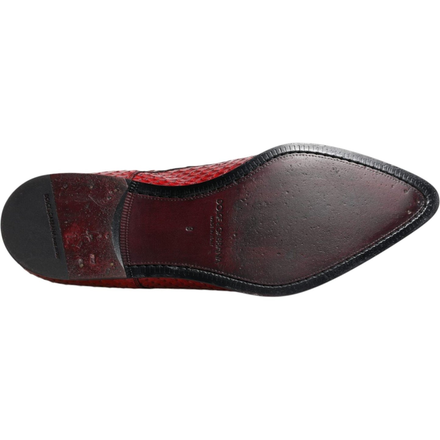 Dolce & Gabbana Red Textured Varnished Derby Men Formal Shoes Dolce & Gabbana Dark Slate Gray