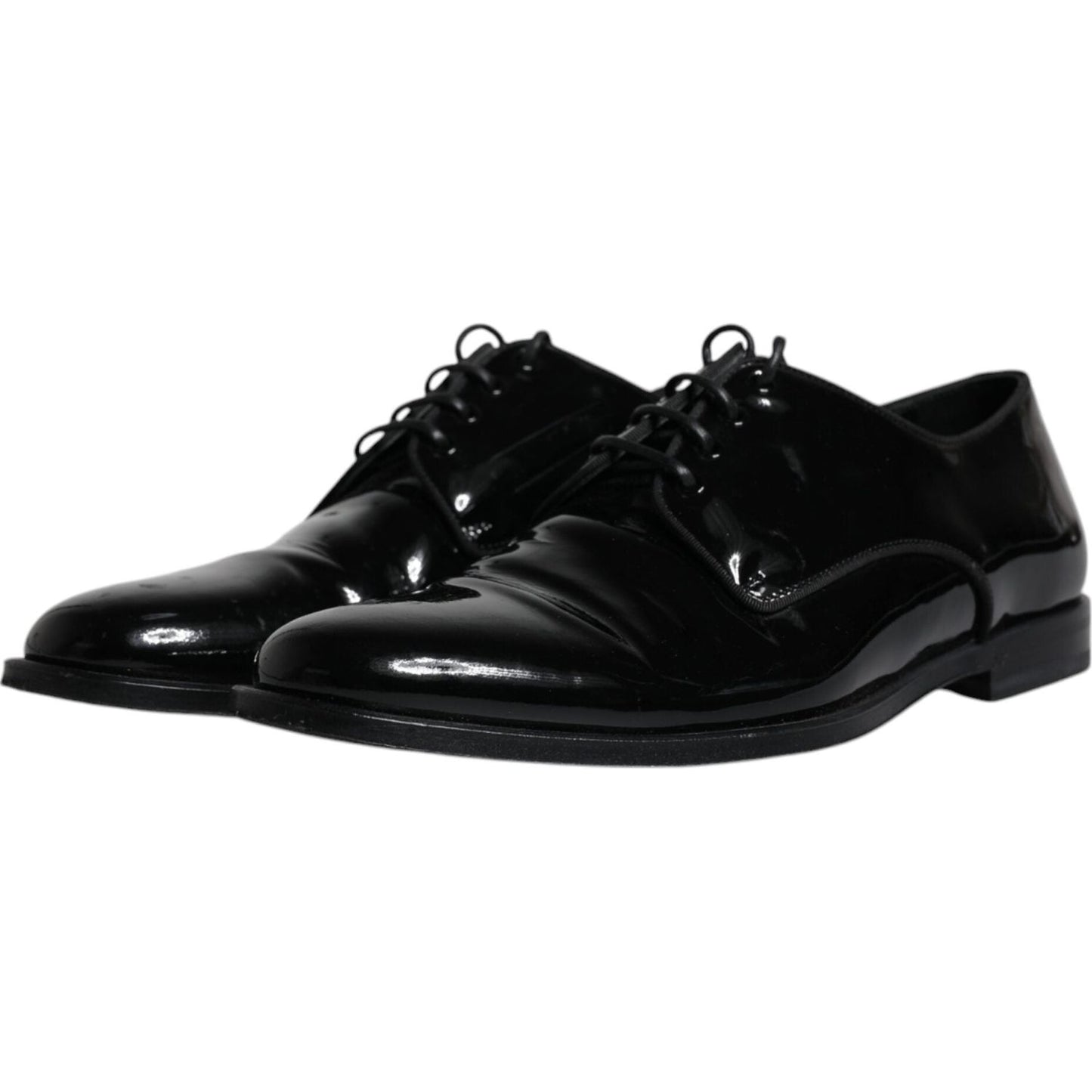 Dolce & Gabbana Black Leather Lace Up Men Derby Formal Shoes Dolce & Gabbana Black