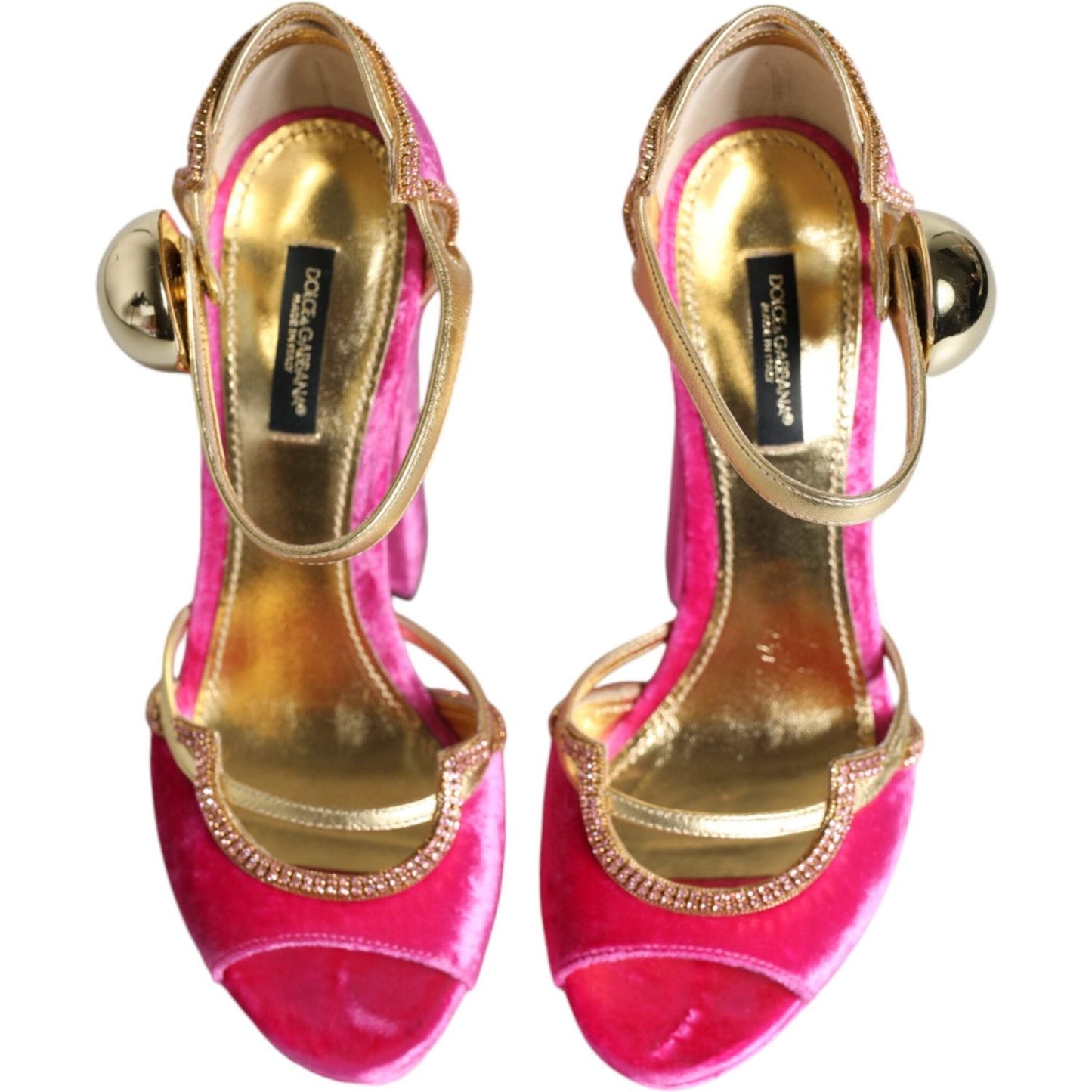 Dolce & Gabbana Pink Velvet Platform Ankle Strap Heel Sandals Shoes Dolce & Gabbana Sienna